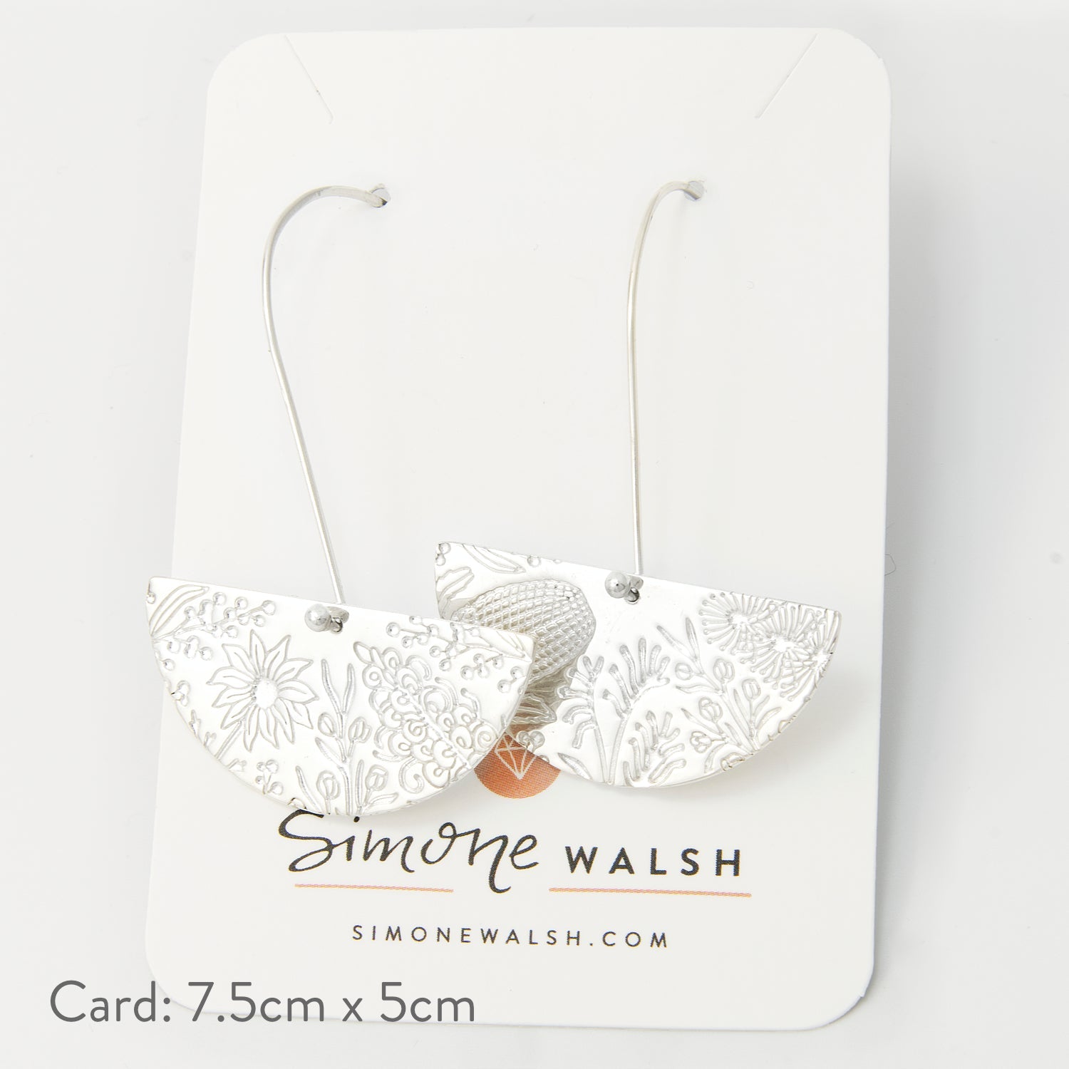 Australian Flora Half Pattern Silver Dangle Earrings - Simone Walsh Jewellery Australia