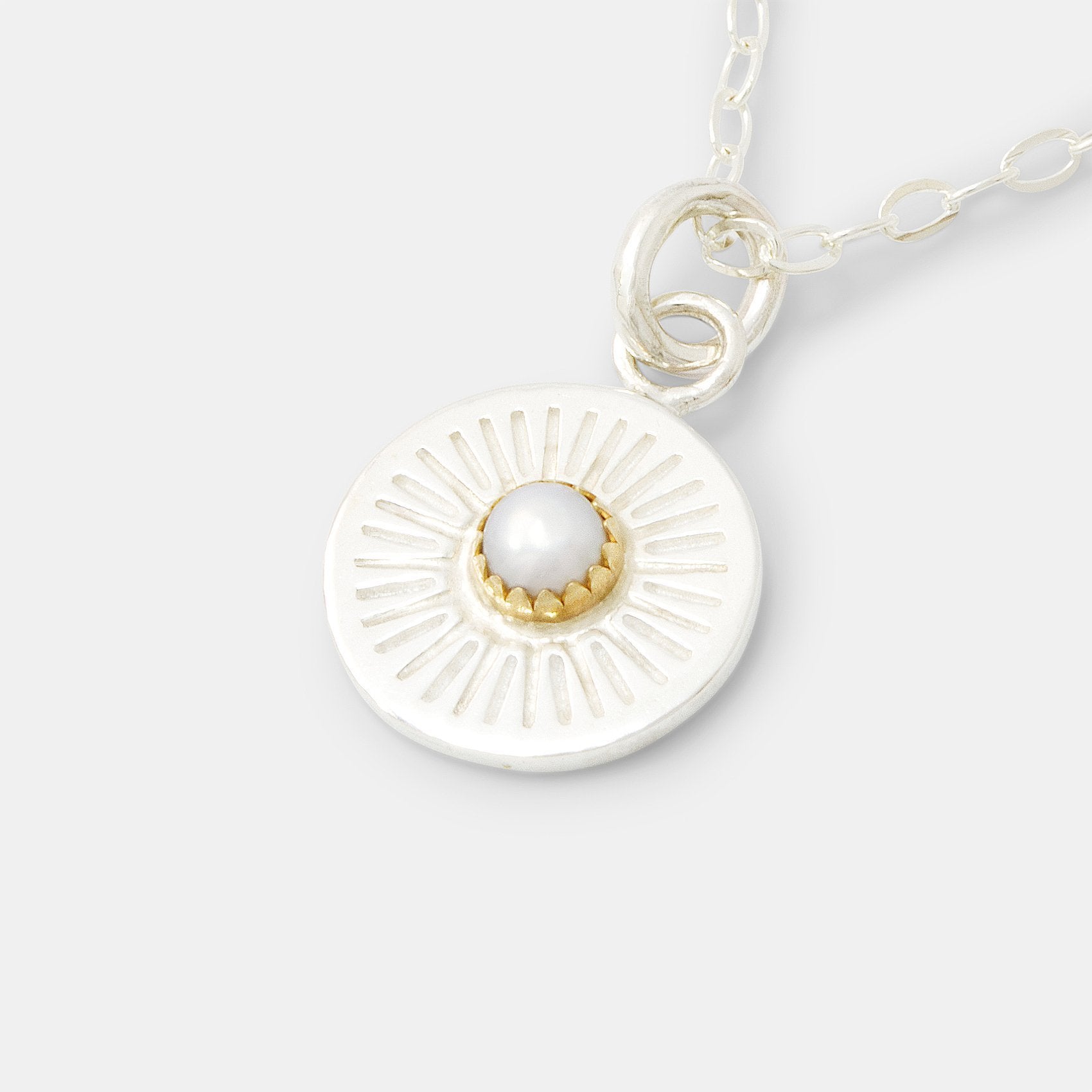 Birthstone silver pendant: pearl - Simone Walsh Jewellery Australia