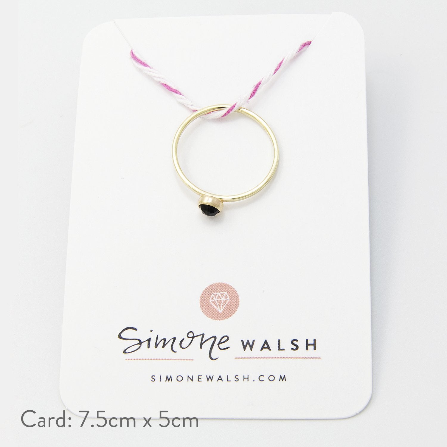 Black spinel & solid gold stacking ring - Simone Walsh Jewellery Australia