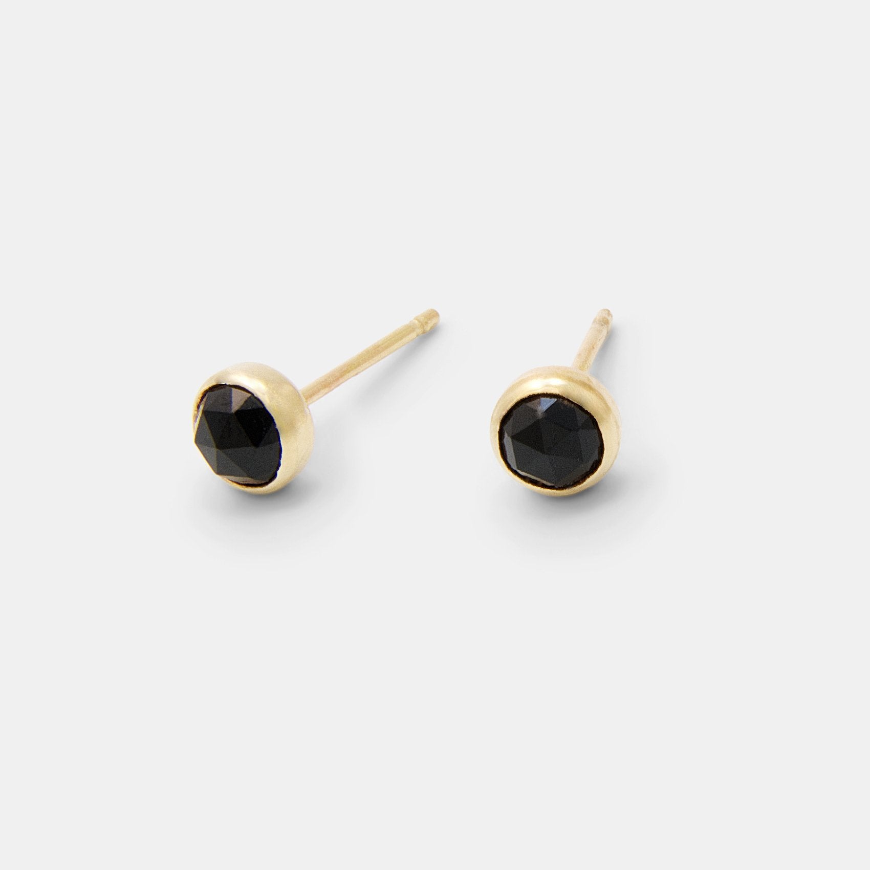 Black spinel & solid gold stud earrings - Simone Walsh Jewellery Australia