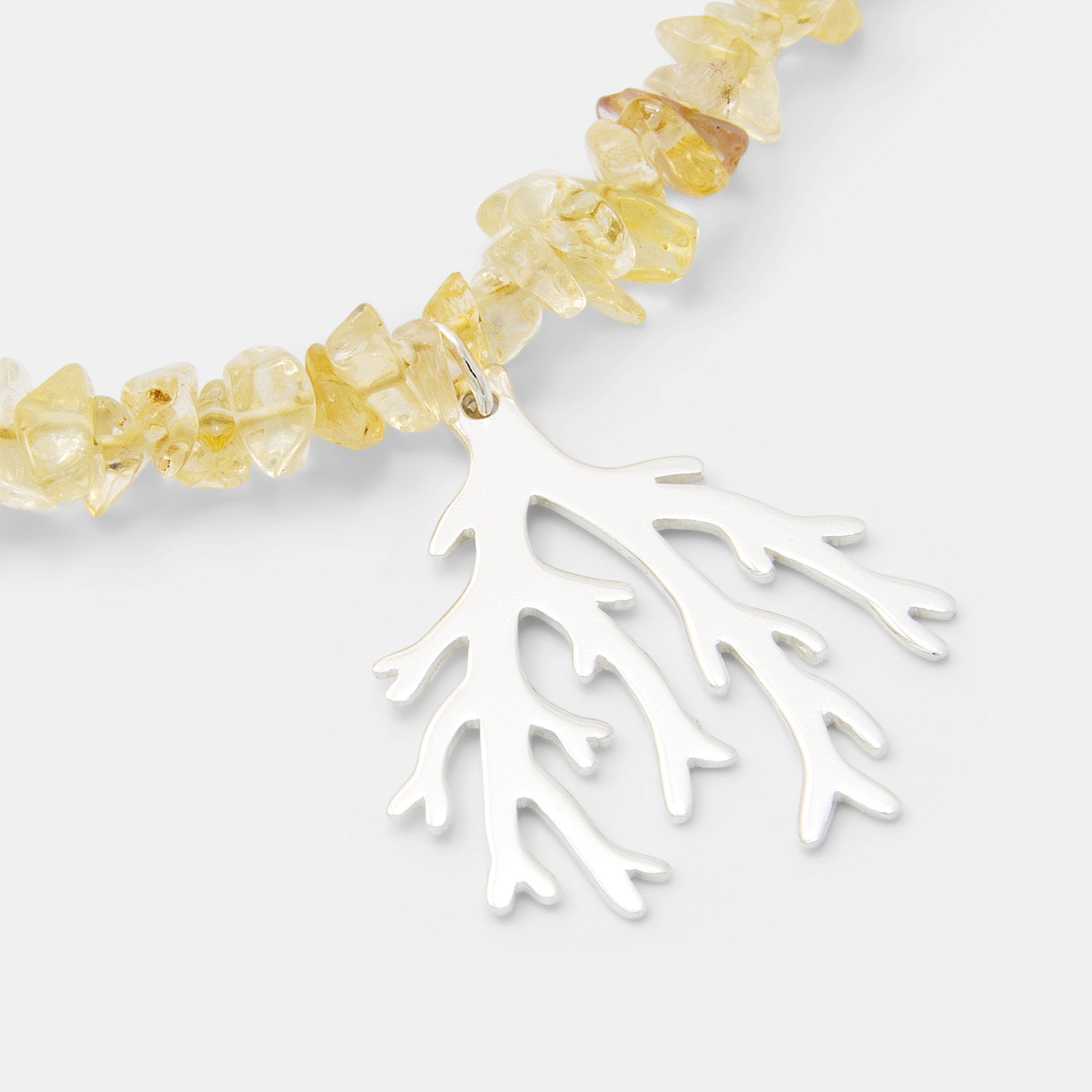 Branch Coral pendant on citrine beaded necklace - Simone Walsh Jewellery Australia