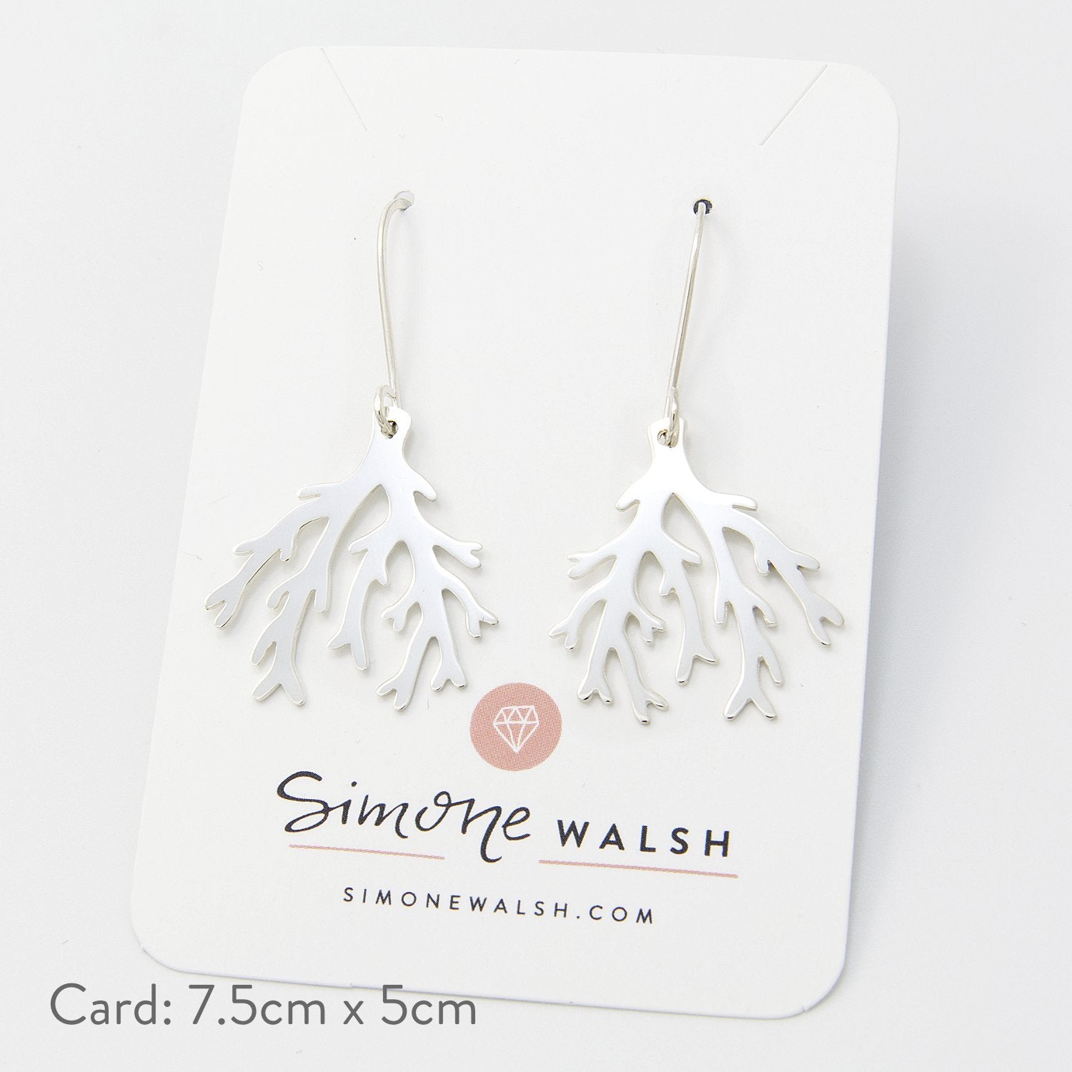 Branch coral silver dangle earrings - Simone Walsh Jewellery Australia