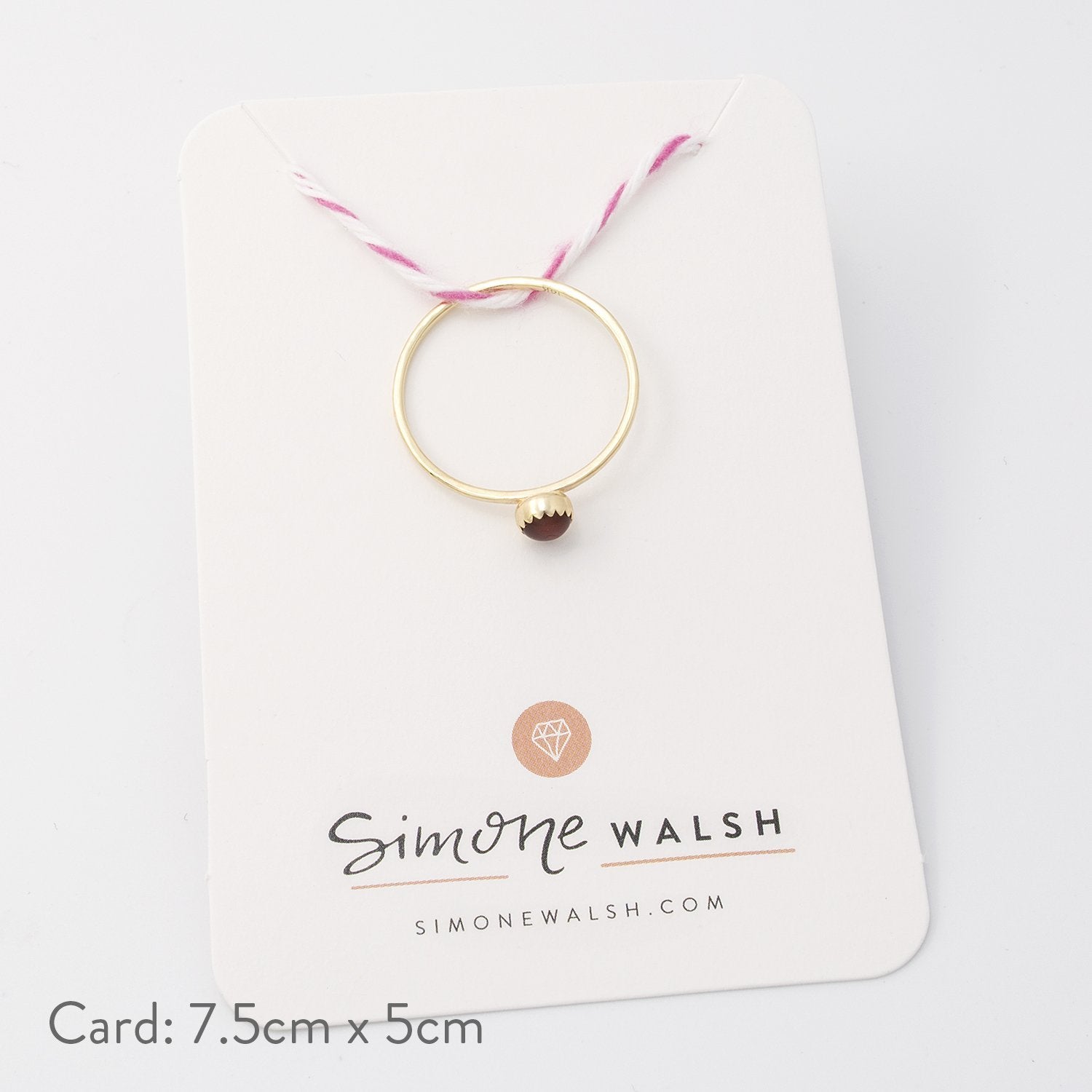 Carnelian & solid gold stacking ring - Simone Walsh Jewellery Australia