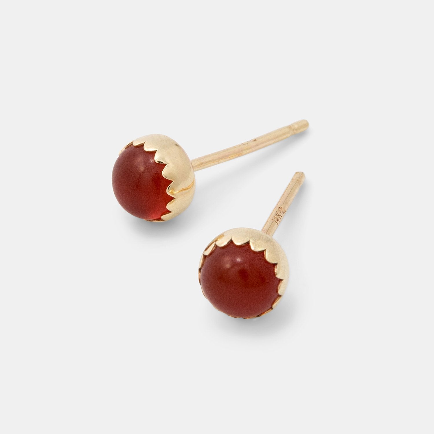 Carnelian & solid gold stud earrings - Simone Walsh Jewellery Australia