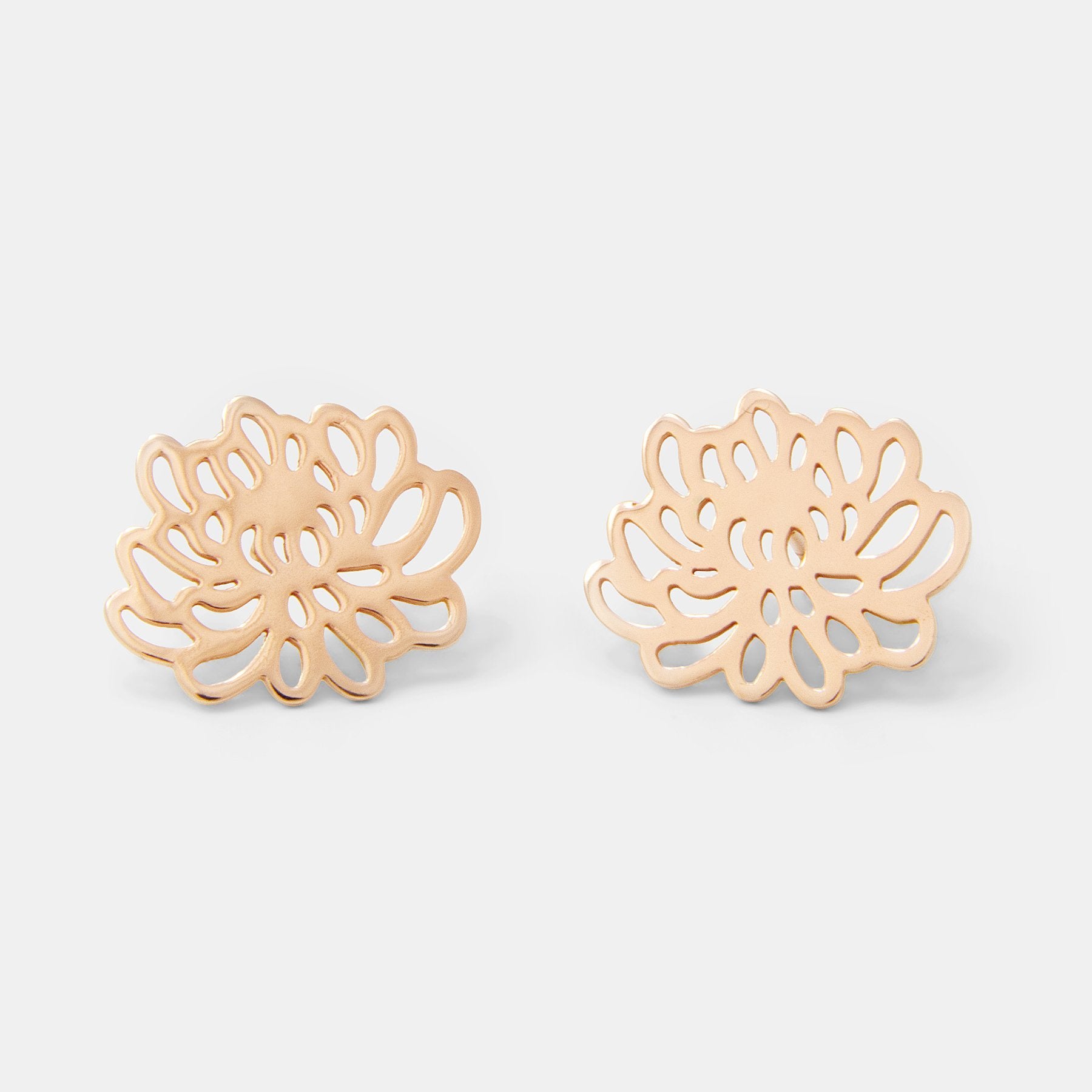 Chrysanthemum solid rose gold earrings - Simone Walsh Jewellery Australia