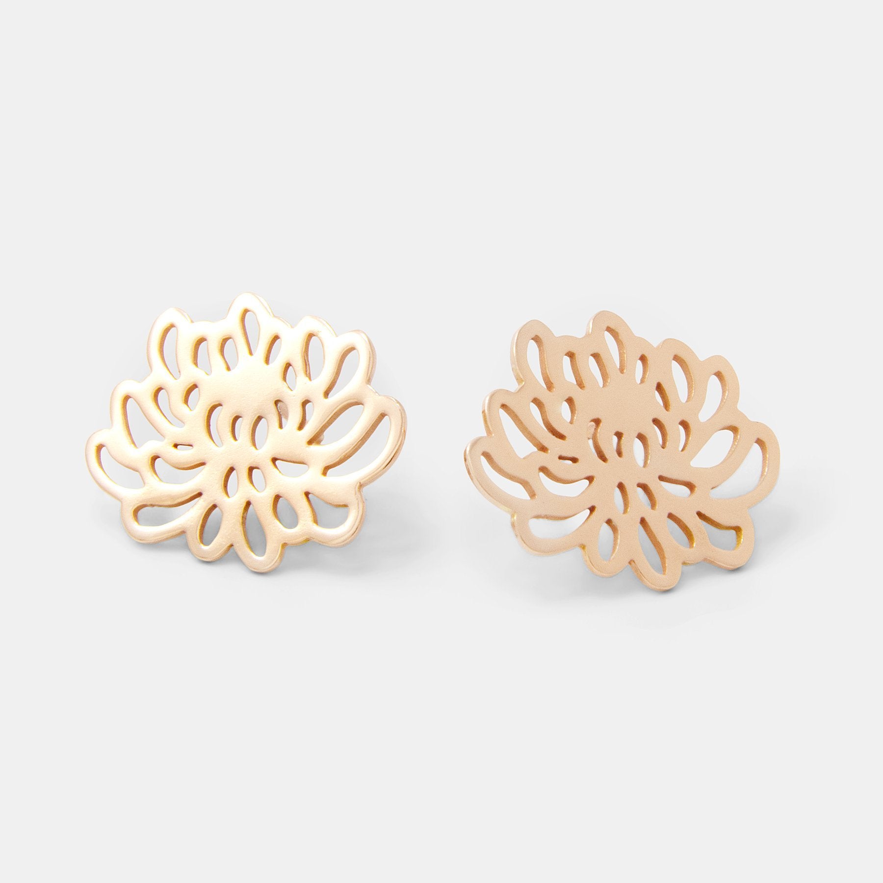 Chrysanthemum solid rose gold earrings - Simone Walsh Jewellery Australia