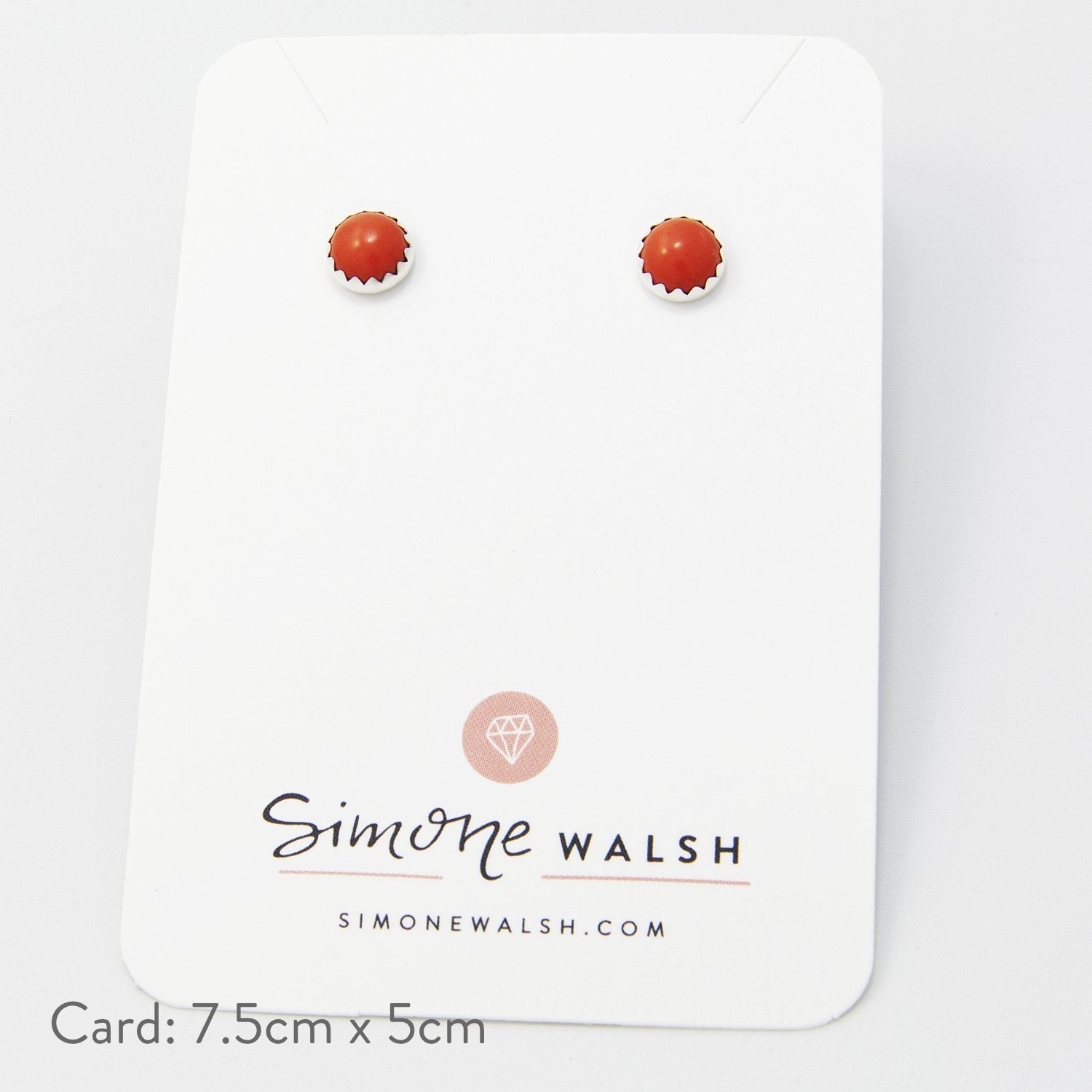 Coral gem silver stud earrings - Simone Walsh Jewellery Australia