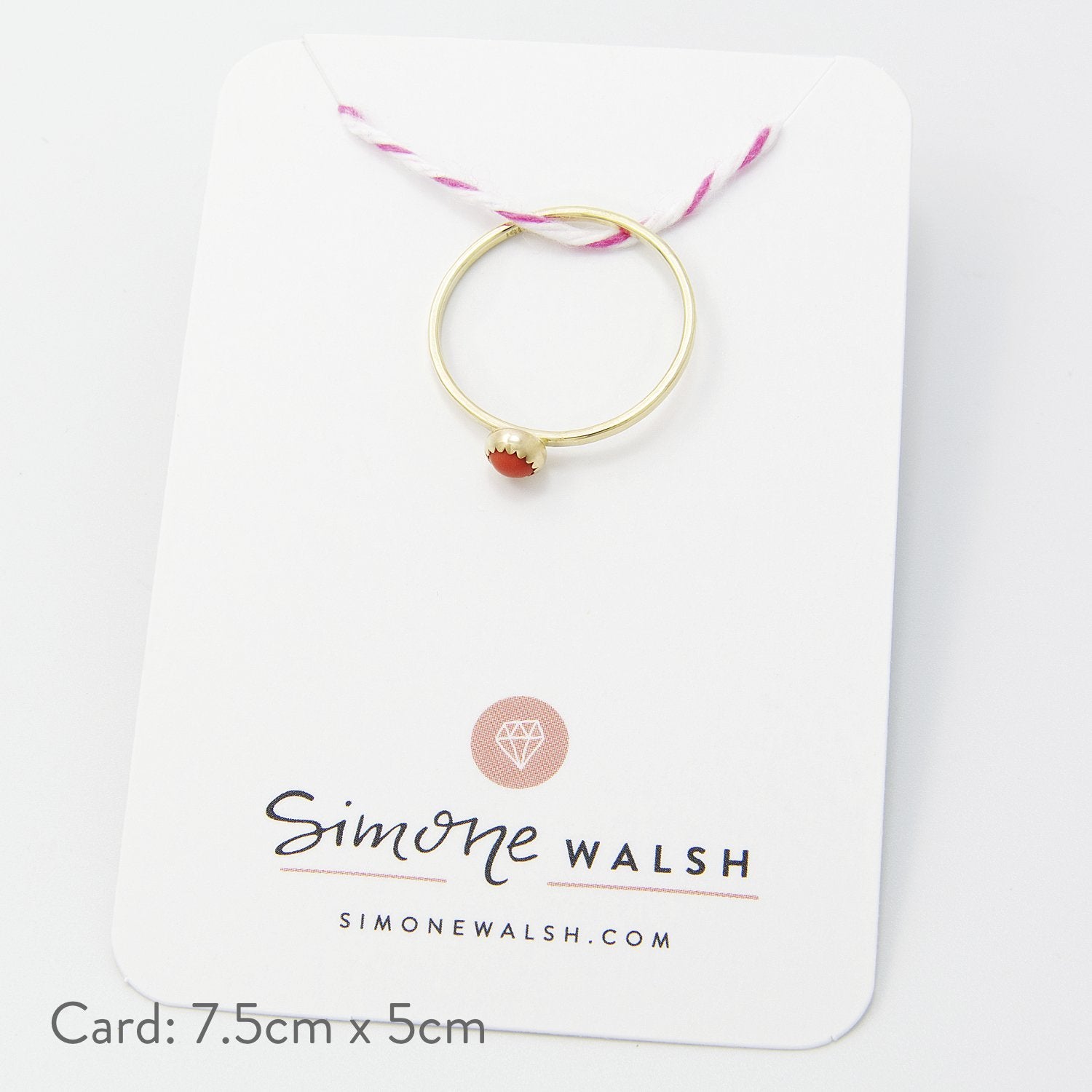 Coral gem & solid gold stacking ring - Simone Walsh Jewellery Australia