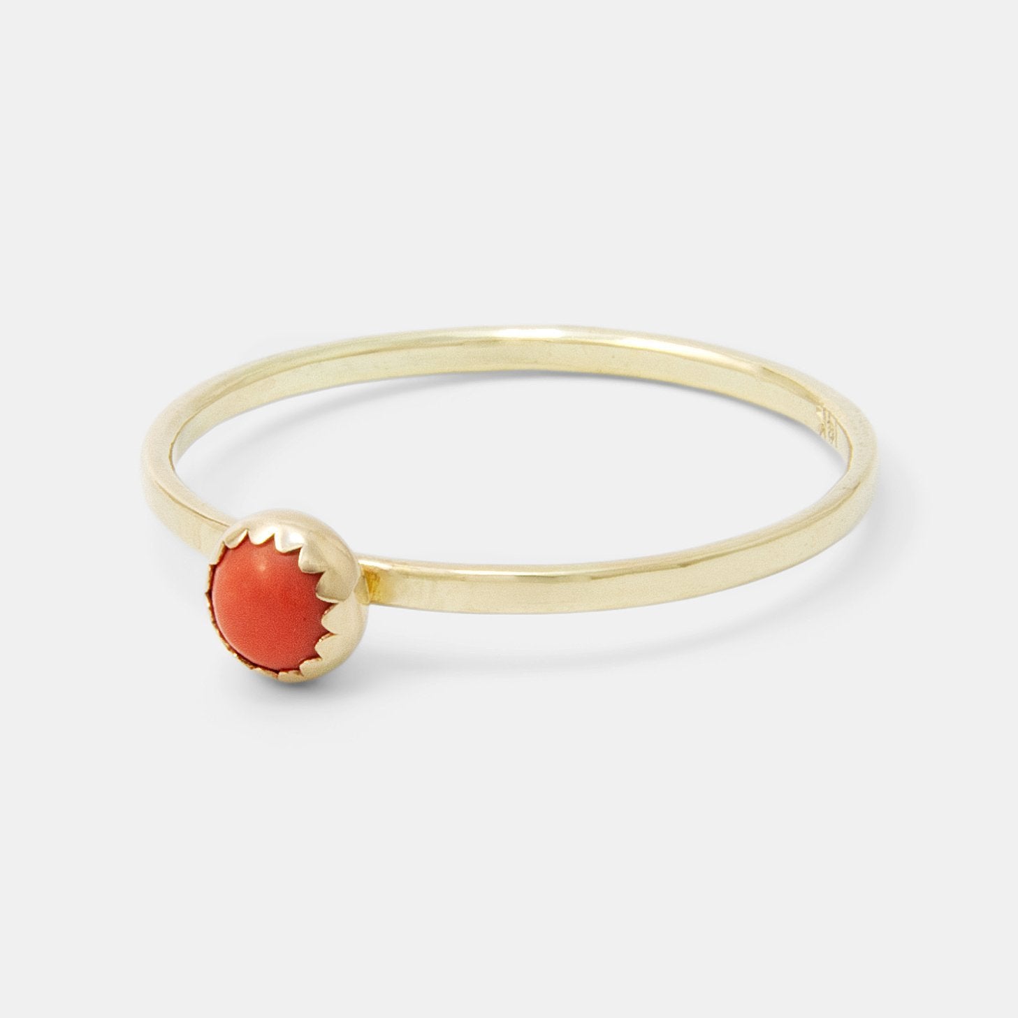 Coral gem & solid gold stacking ring - Simone Walsh Jewellery Australia