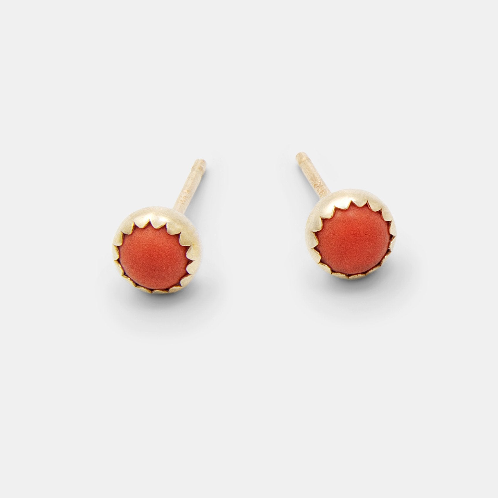 Coral gem & solid gold stud earrings - Simone Walsh Jewellery Australia