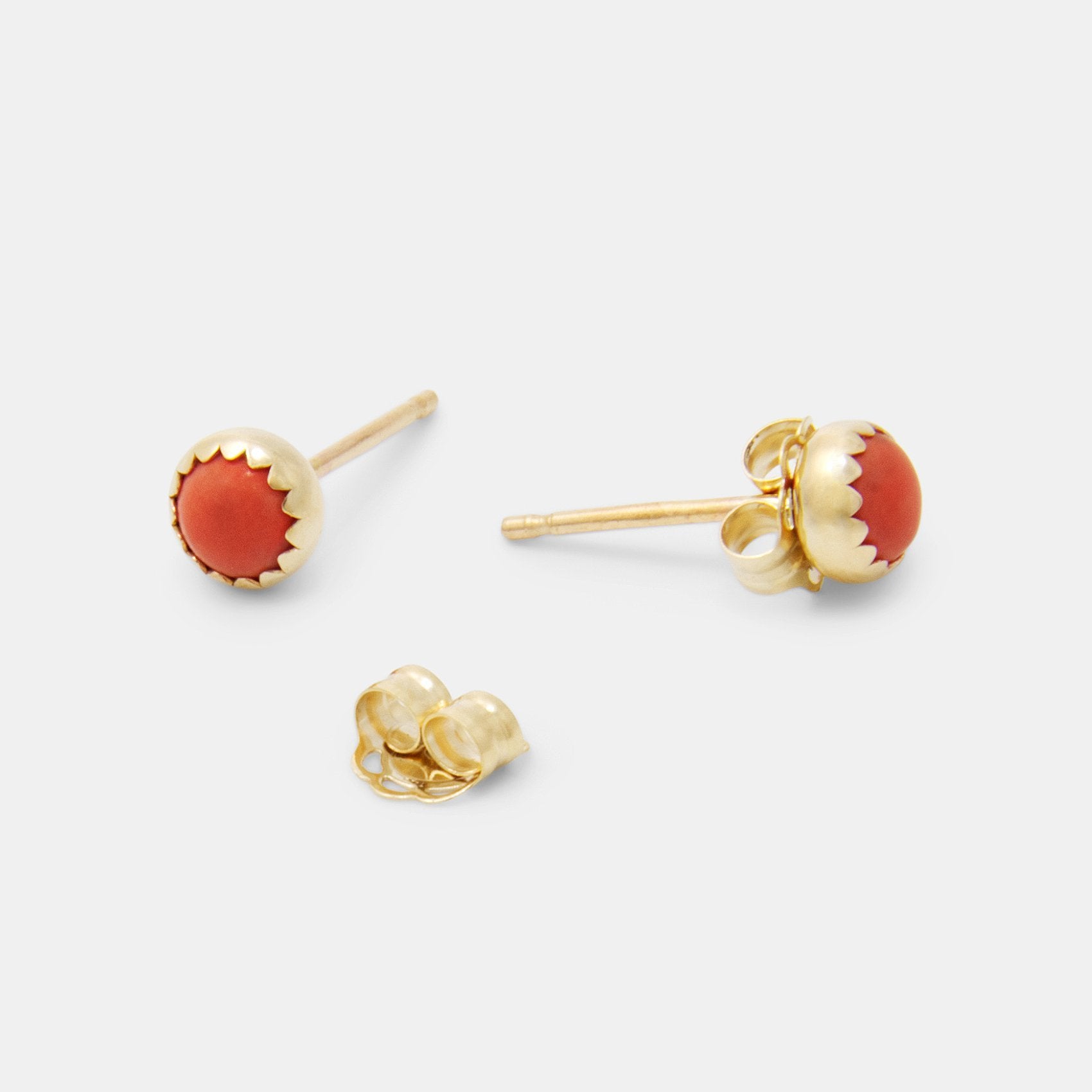 Coral gem & solid gold stud earrings - Simone Walsh Jewellery Australia