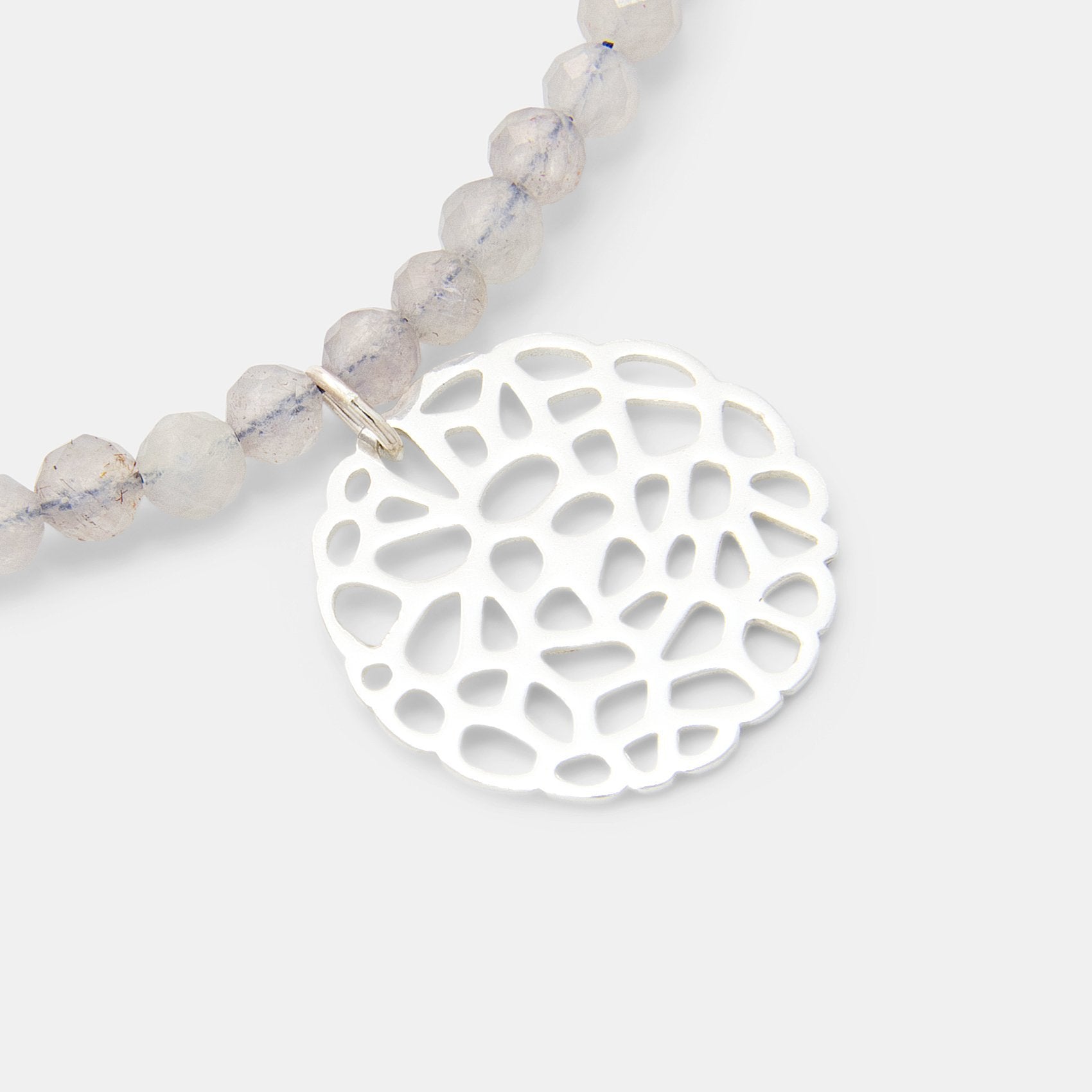 Coral pendant on iolite beaded necklace - Simone Walsh Jewellery Australia