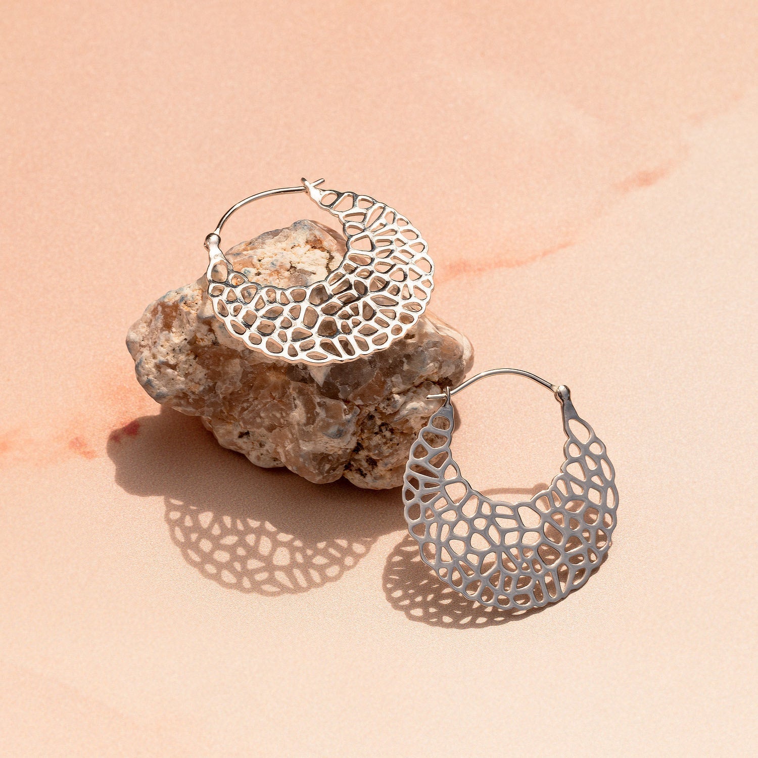 Coral silver hoop earrings - Simone Walsh Jewellery Australia