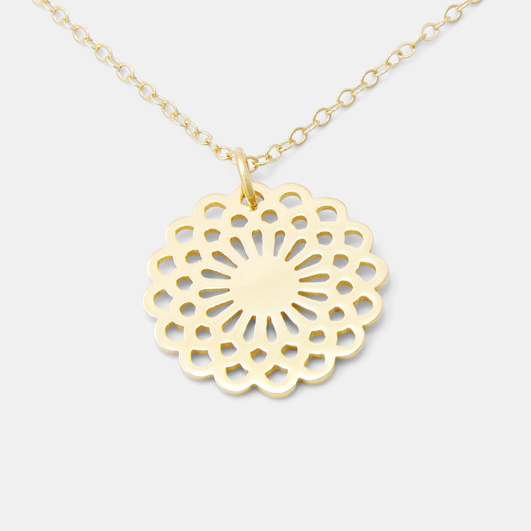 Dahlia solid gold pendant necklace - Simone Walsh Jewellery Australia