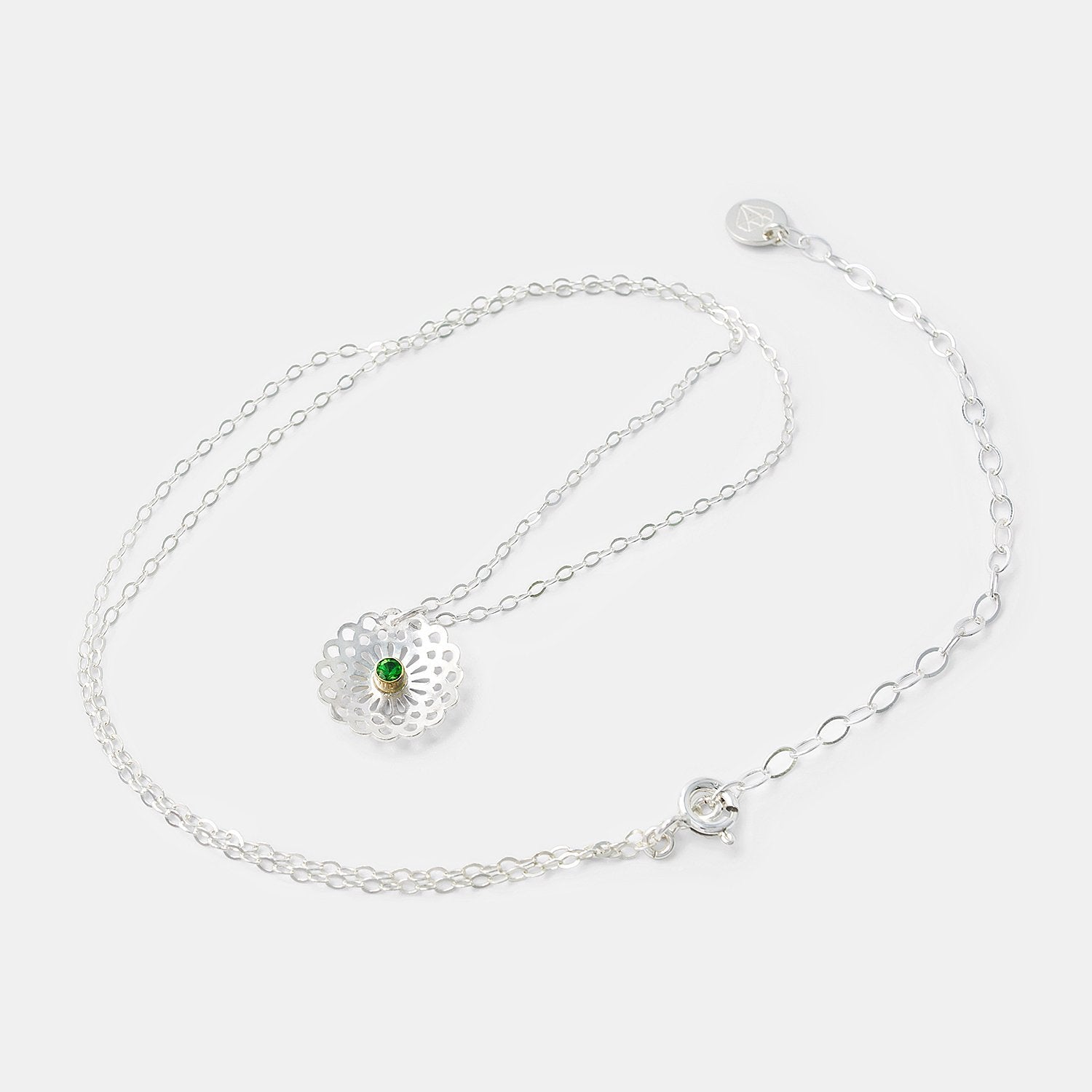 Dahlia & tsavorite pendant - Simone Walsh Jewellery Australia