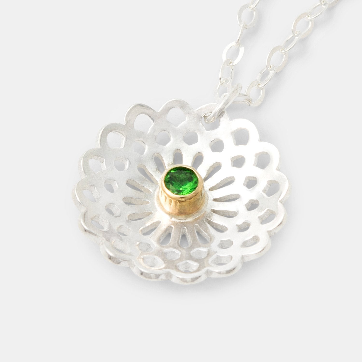 Dahlia & tsavorite pendant - Simone Walsh Jewellery Australia