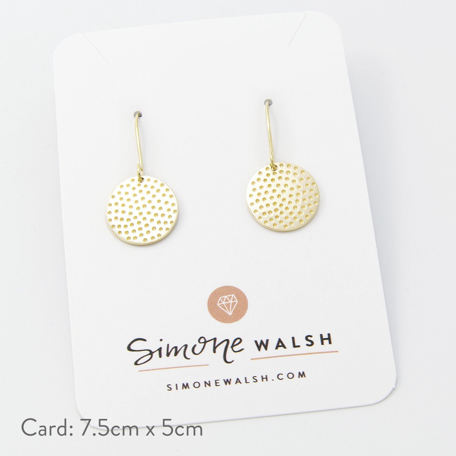 Dots texture solid gold drop earrings - Simone Walsh Jewellery Australia