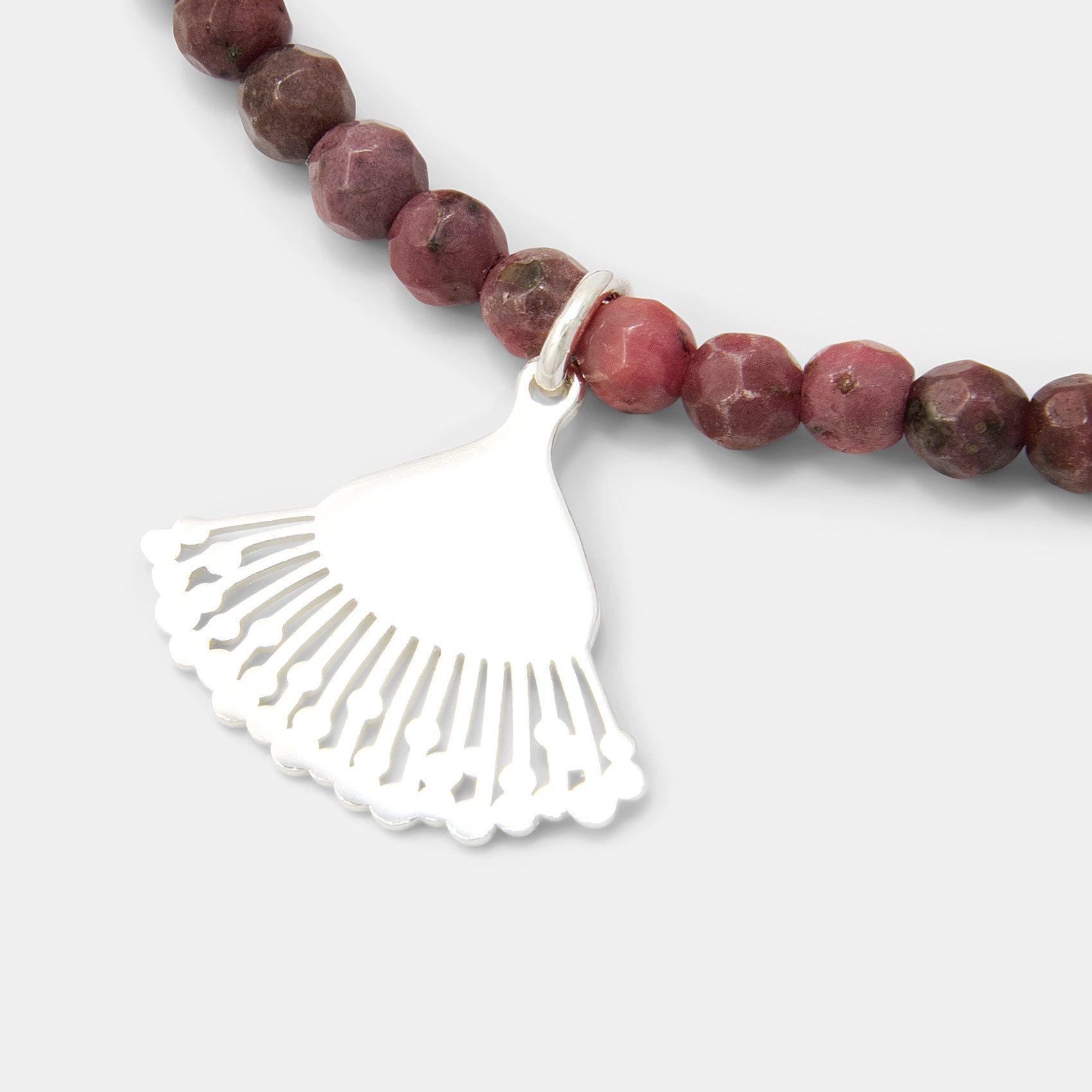 Eucalyptus Flower on Rhodonite Beaded Necklace - Simone Walsh Jewellery Australia