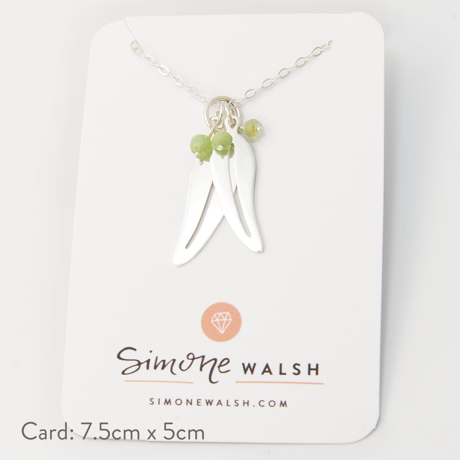 Eucalyptus Leaves & Chrysoprase Necklace - Simone Walsh Jewellery Australia