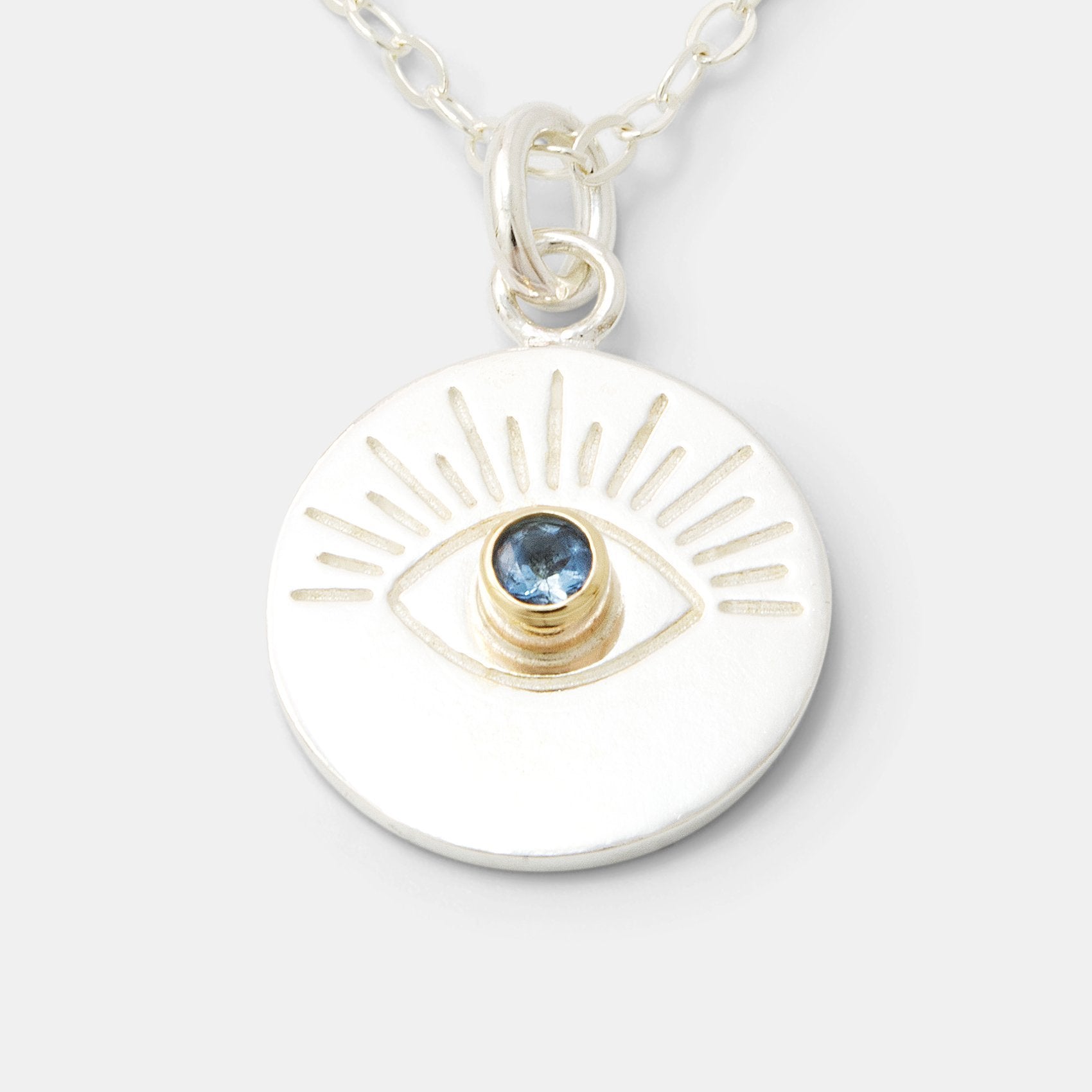 Eye & aquamarine amulet necklace - Simone Walsh Jewellery Australia