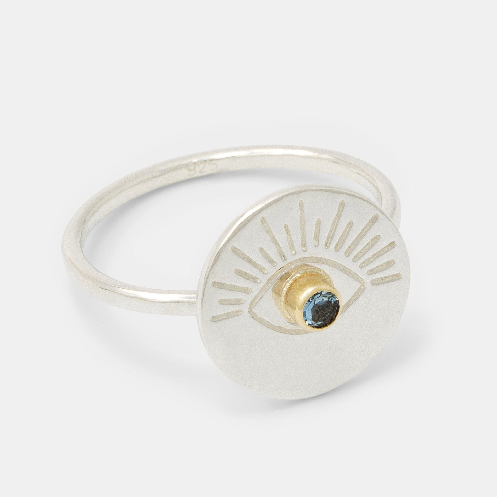 Eye & aquamarine amulet ring - Simone Walsh Jewellery Australia