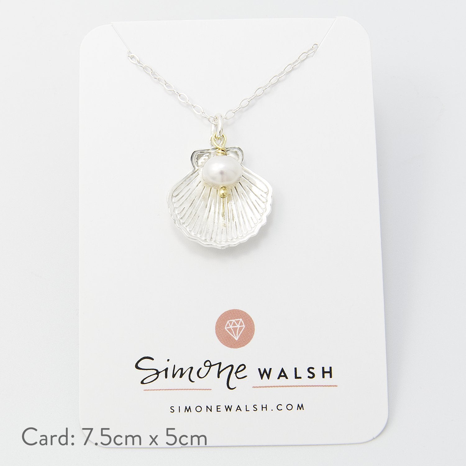 Fan shell & pearl pendant necklace - Simone Walsh Jewellery Australia