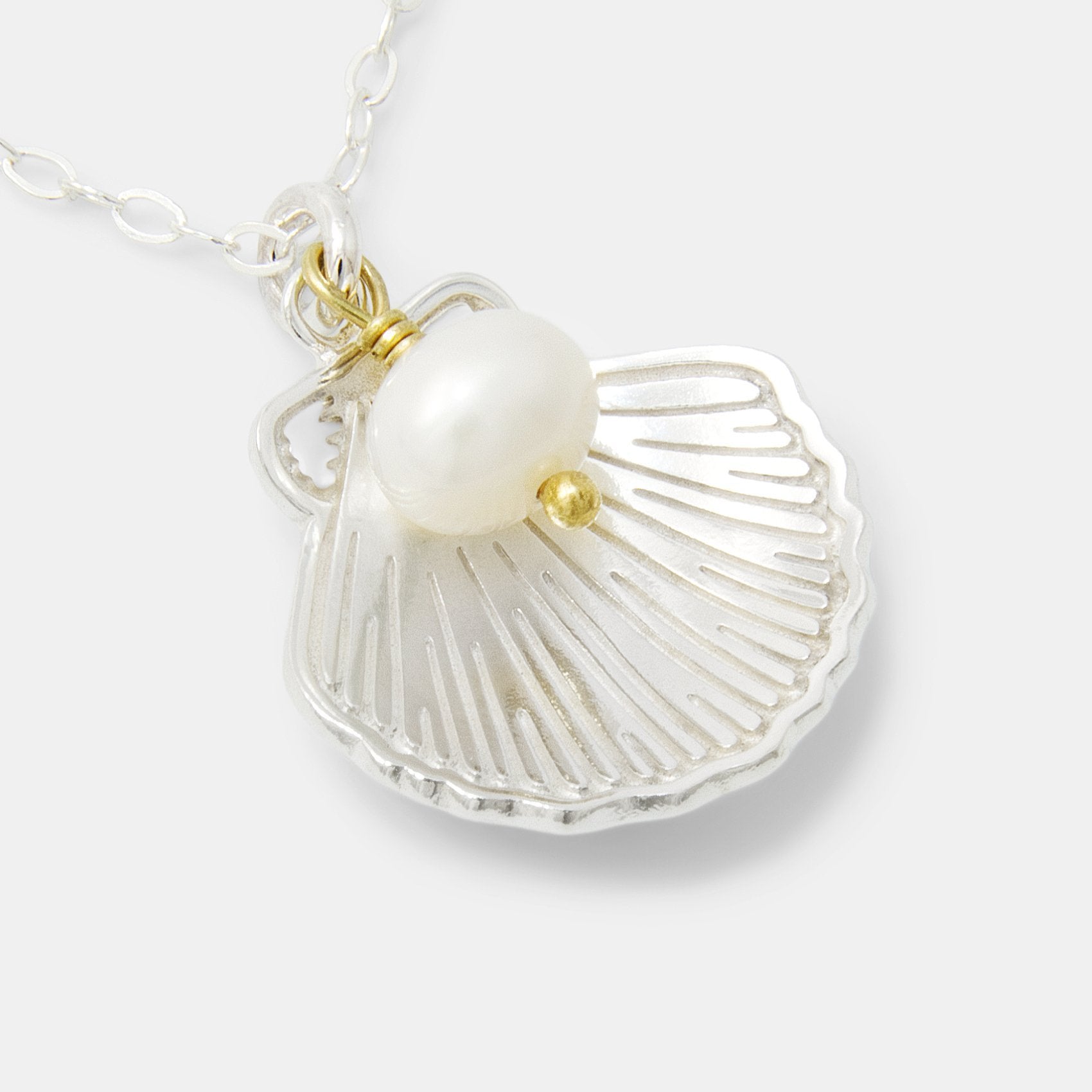 Fan shell & pearl pendant necklace - Simone Walsh Jewellery Australia