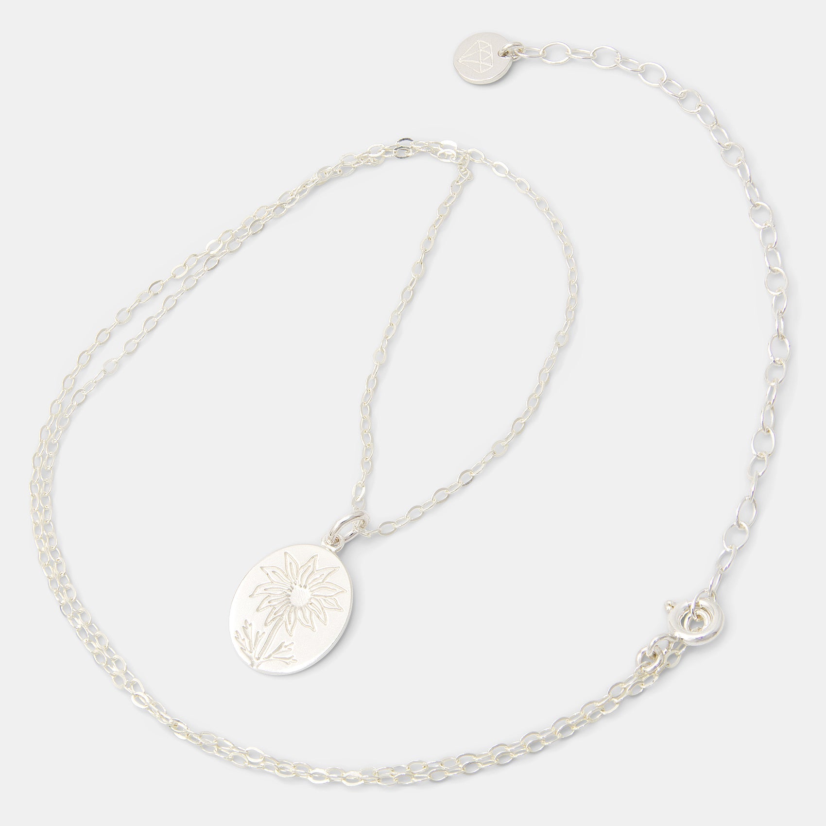 Flannel Flower Oval Silver Pendant Necklace - Simone Walsh Jewellery Australia