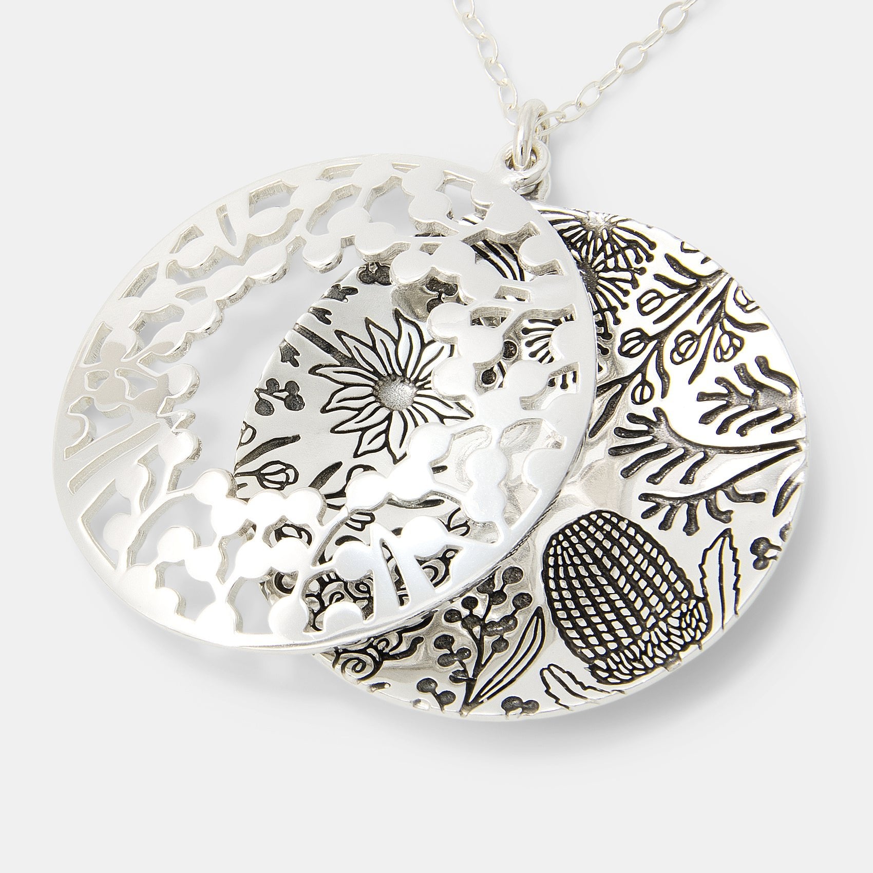 Flora Pattern Silver Open Locket - Simone Walsh Jewellery Australia