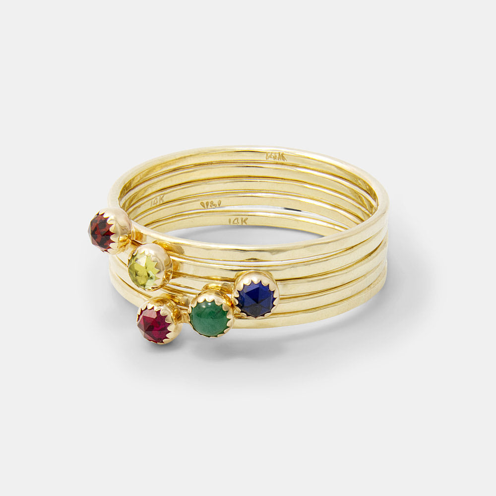 Solid gold rings with birthstones