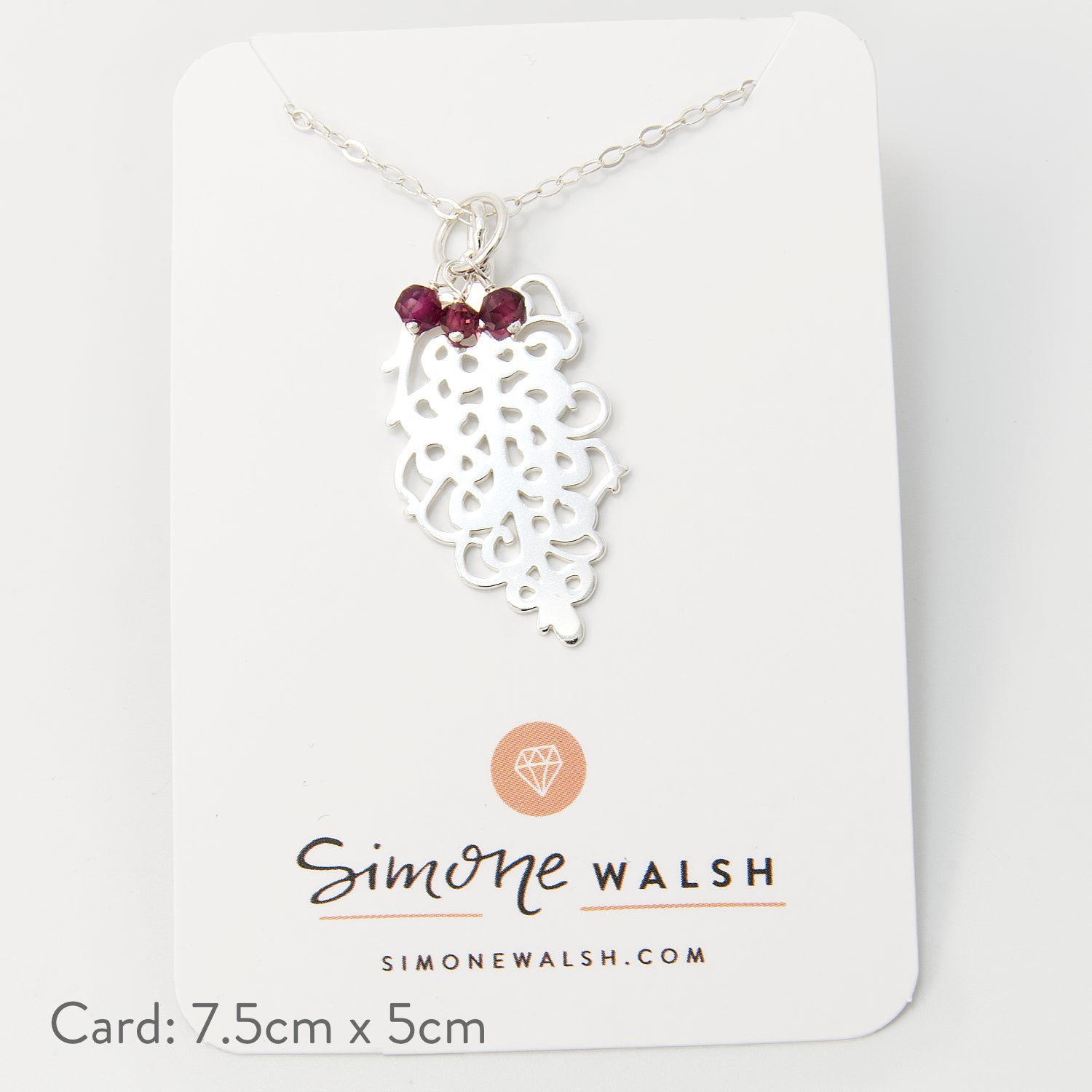 Grevillea Flower & Rose Garnets Pendant Necklace - Simone Walsh Jewellery Australia