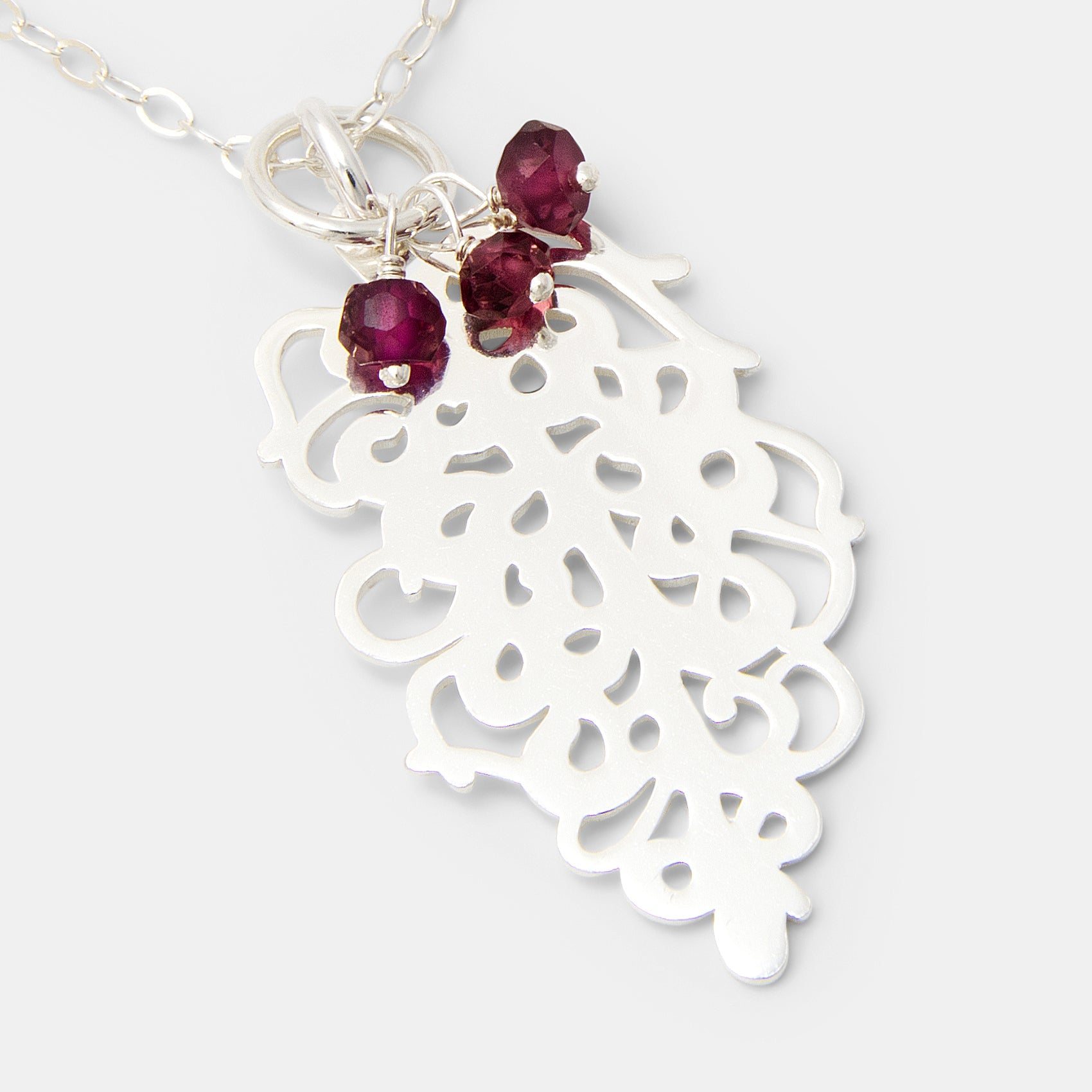 Grevillea Flower & Rose Garnets Pendant Necklace - Simone Walsh Jewellery Australia