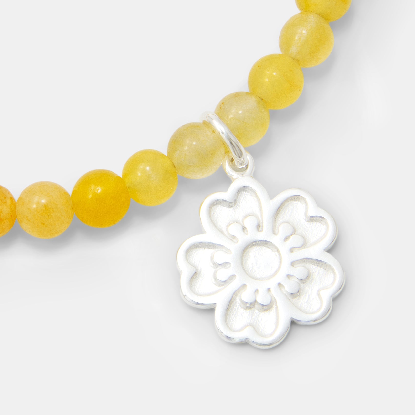 Guinea Flower on Golden Jade Beaded Bracelet - Simone Walsh Jewellery Australia