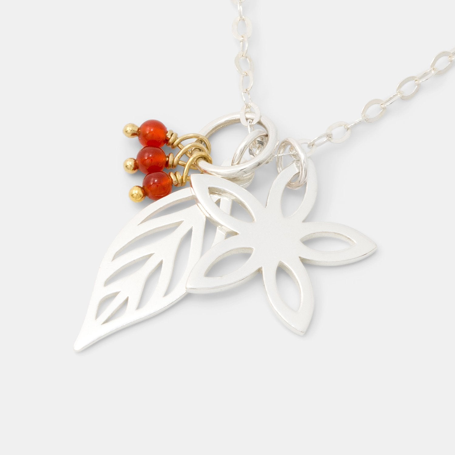 Jasmine, leaf & carnelian necklace - Simone Walsh Jewellery Australia