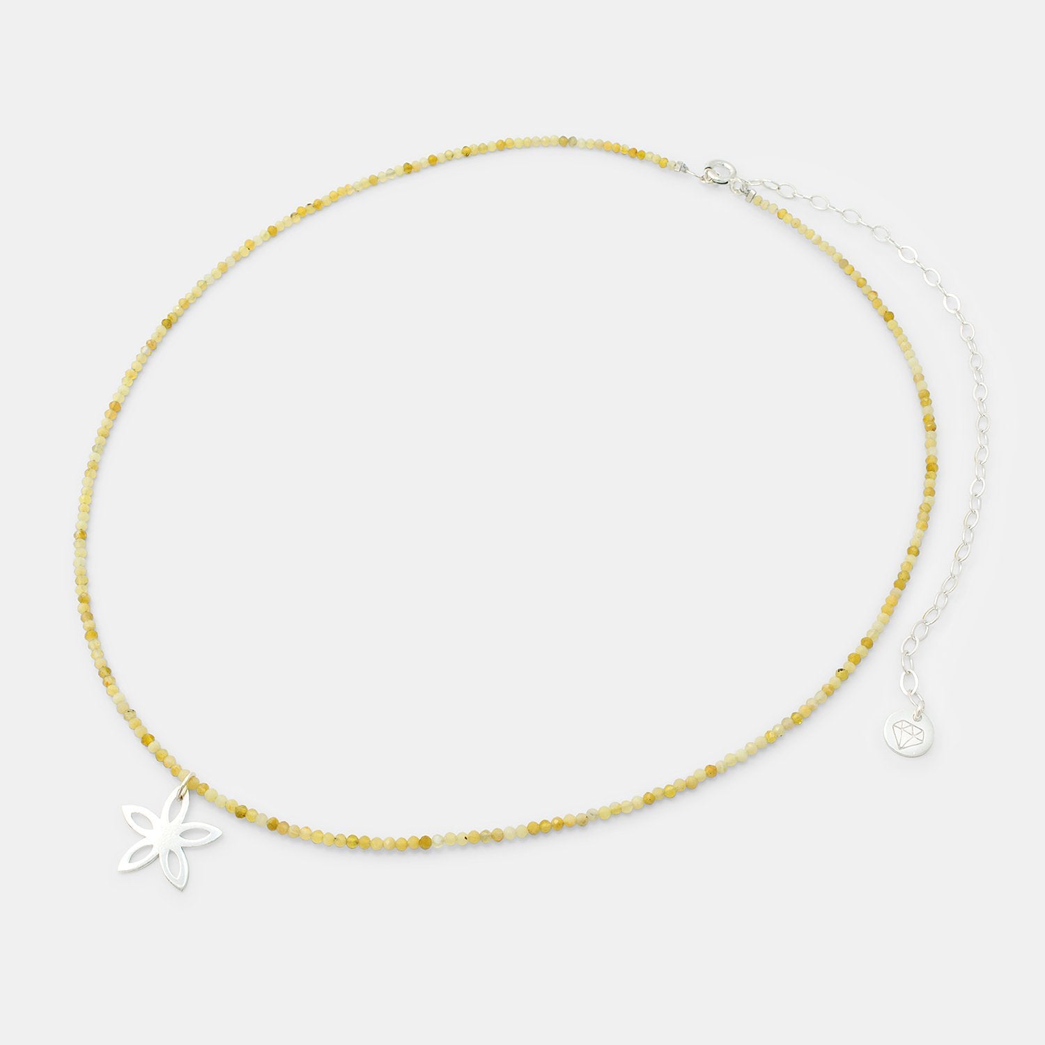 Jasmine on yellow opal necklace - Simone Walsh Jewellery Australia