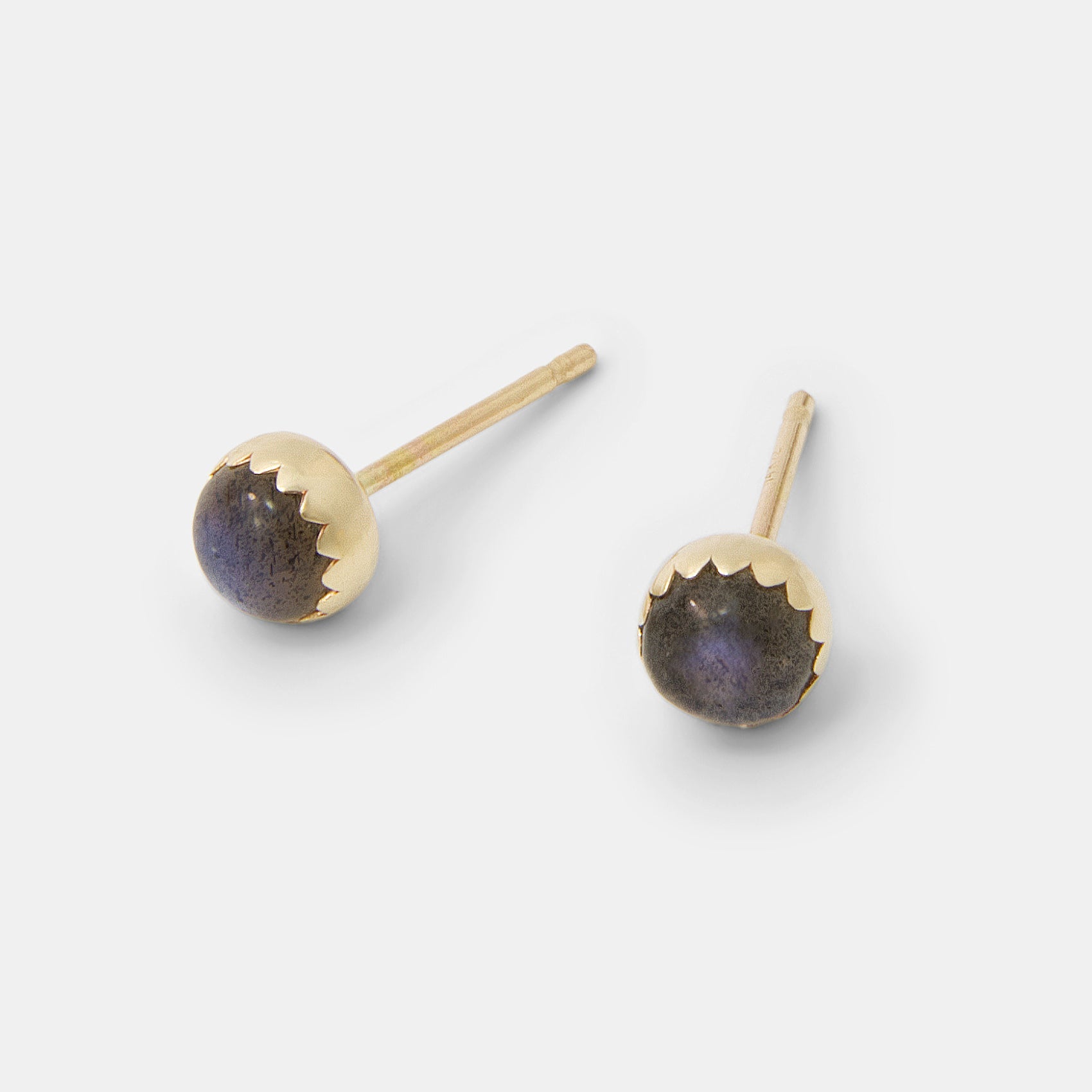 Labradorite & Solid Gold Stud Earrings - Simone Walsh Jewellery Australia