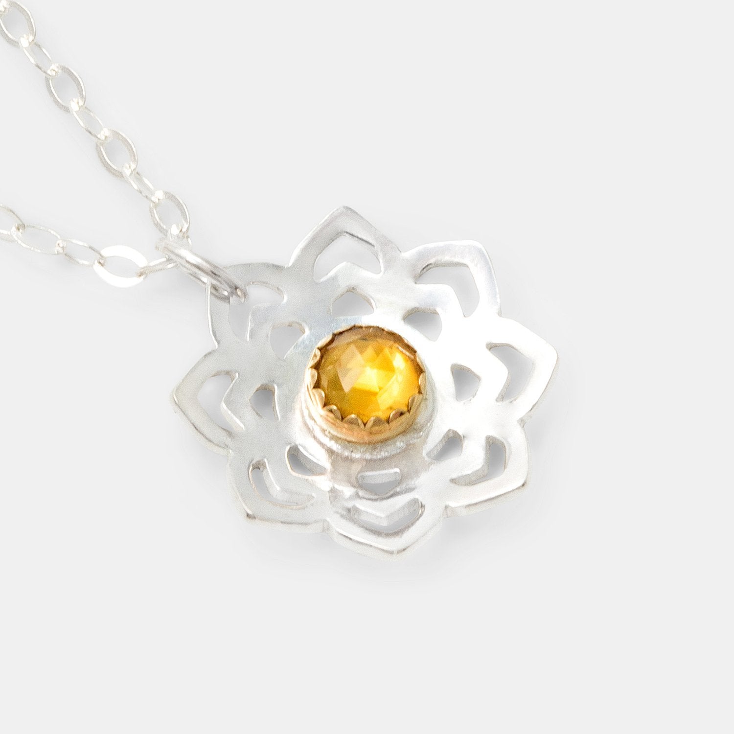 Lotus & citrine pendant - Simone Walsh Jewellery Australia