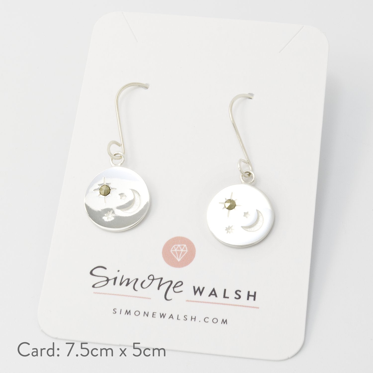 Moon & stars amulet drop earrings - Simone Walsh Jewellery Australia