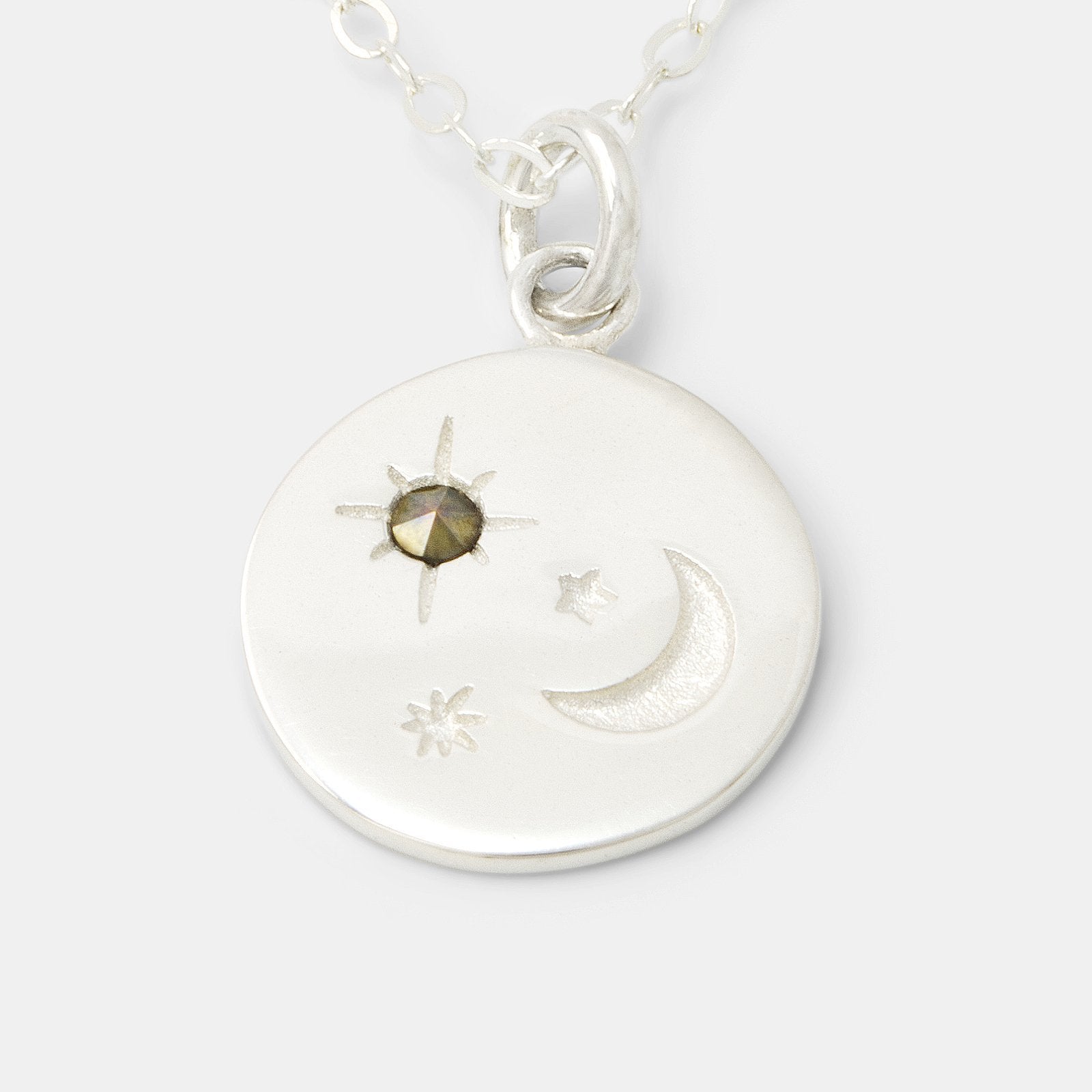 Moon & stars amulet silver pendant necklace - Simone Walsh Jewellery Australia