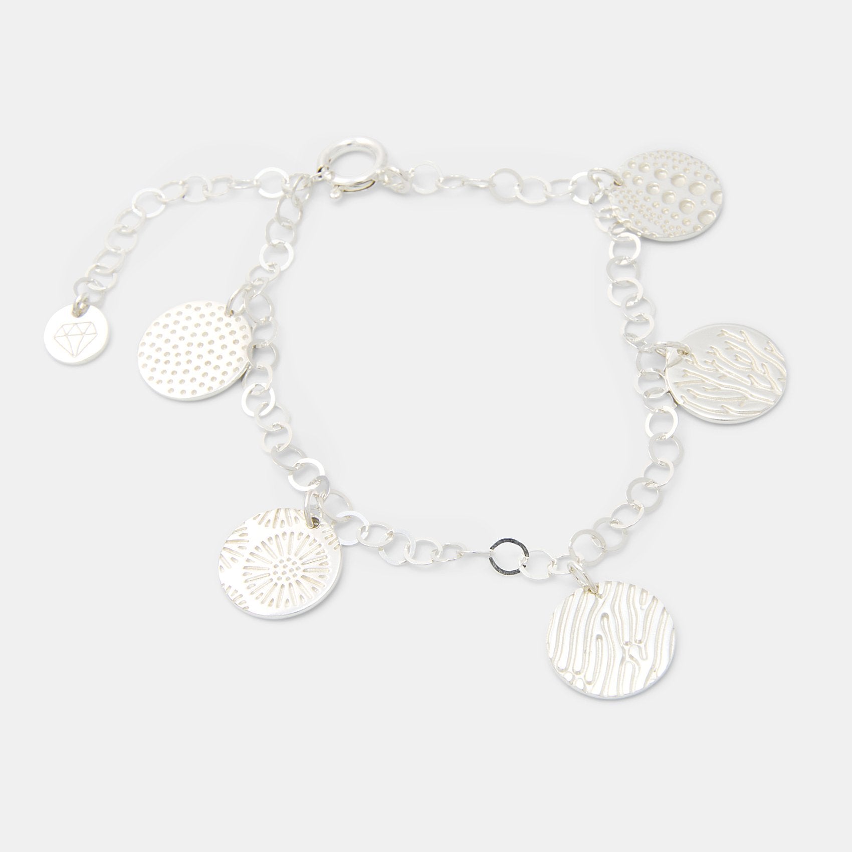 Ocean textures silver charm bracelet - Simone Walsh Jewellery Australia