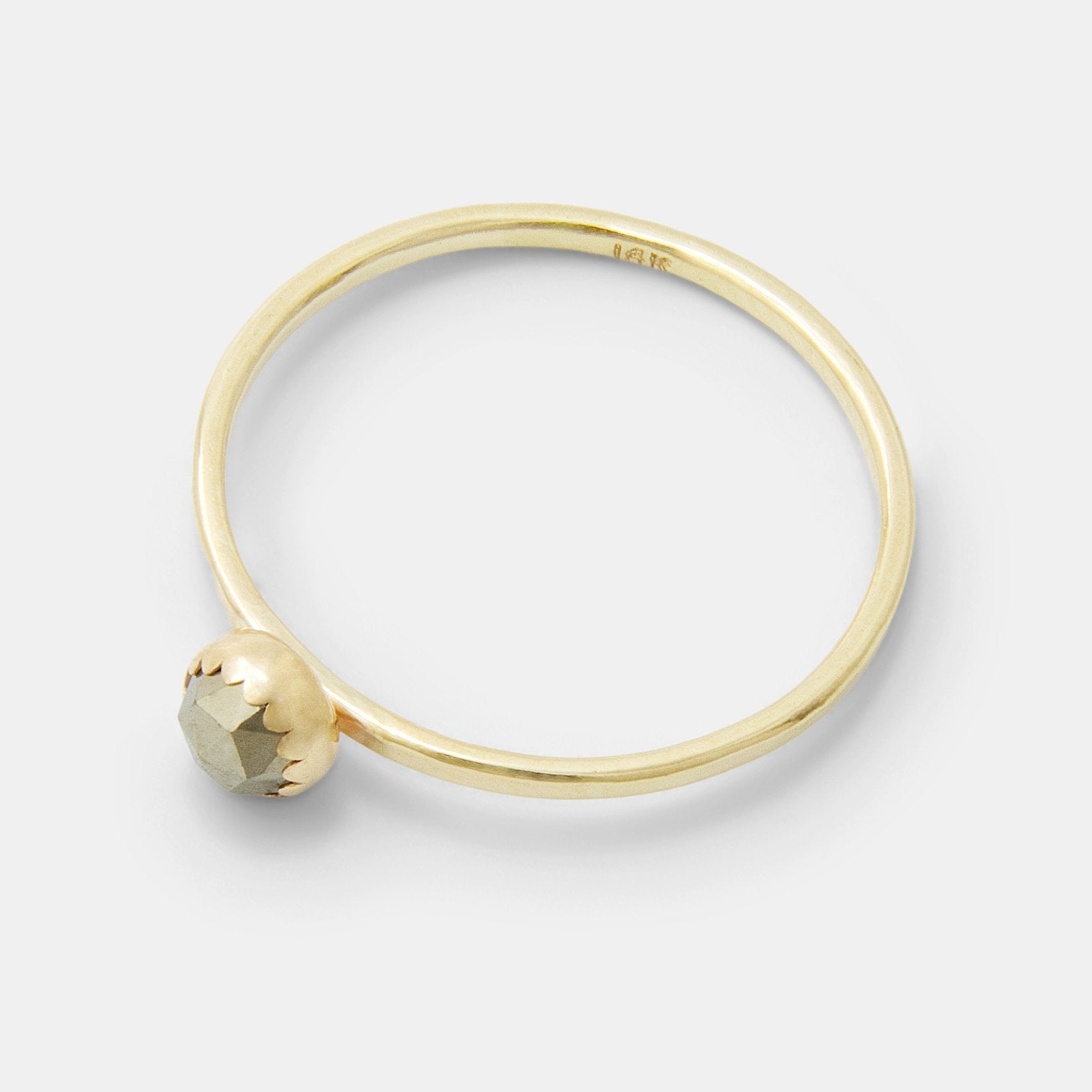 Pyrite & solid gold stacking ring - Simone Walsh Jewellery Australia