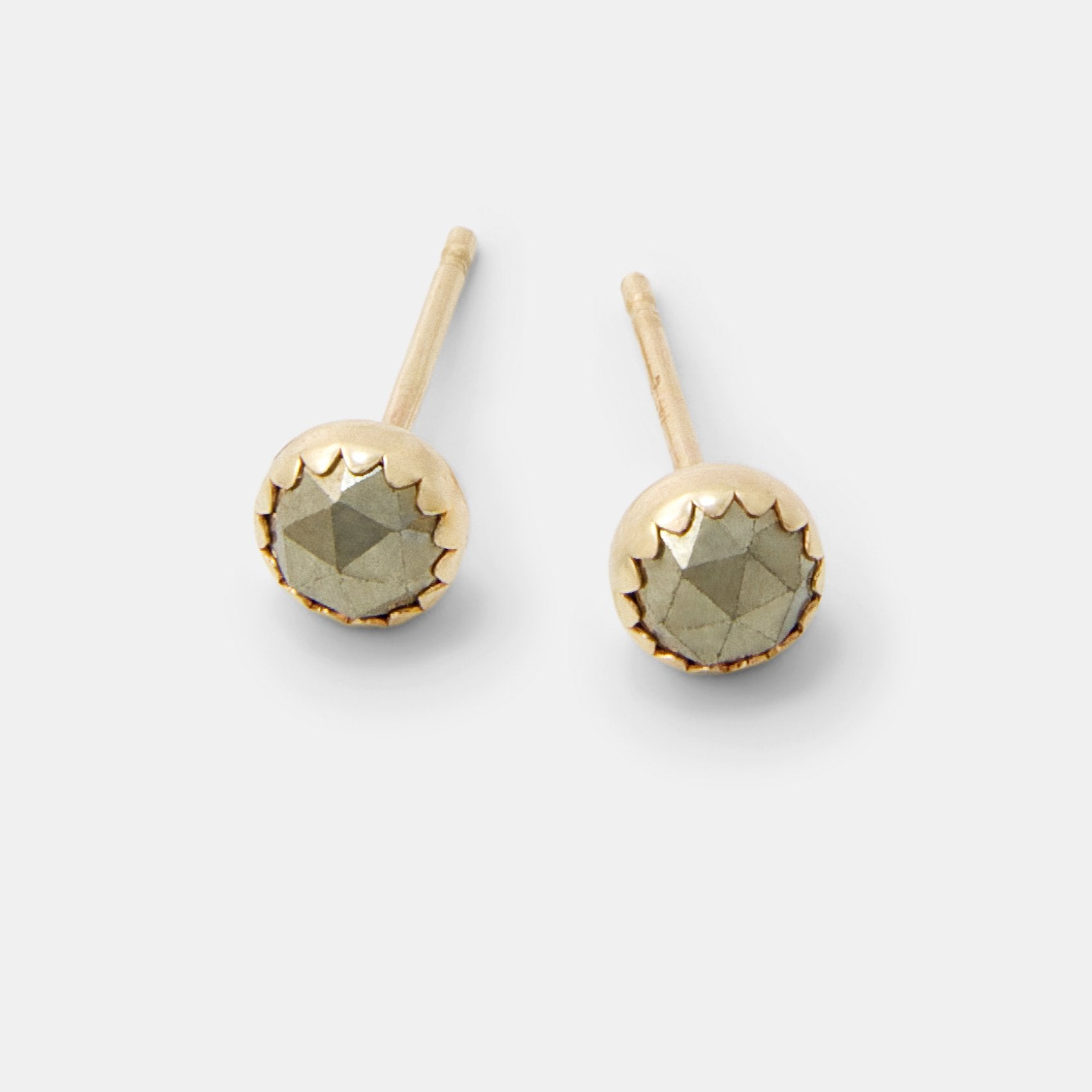 Pyrite & solid gold stud earrings - Simone Walsh Jewellery Australia