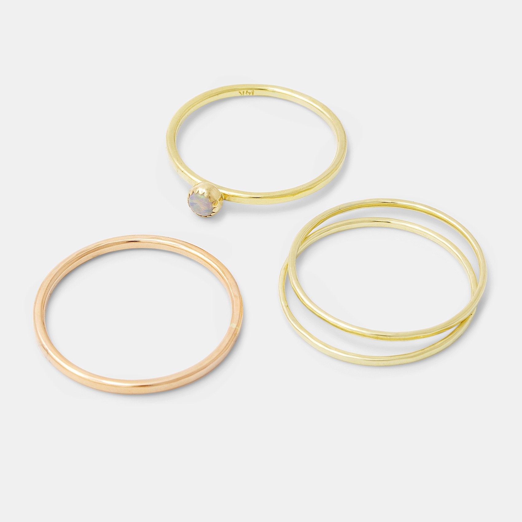 Rose quartz & solid gold stacking ring - Simone Walsh Jewellery Australia