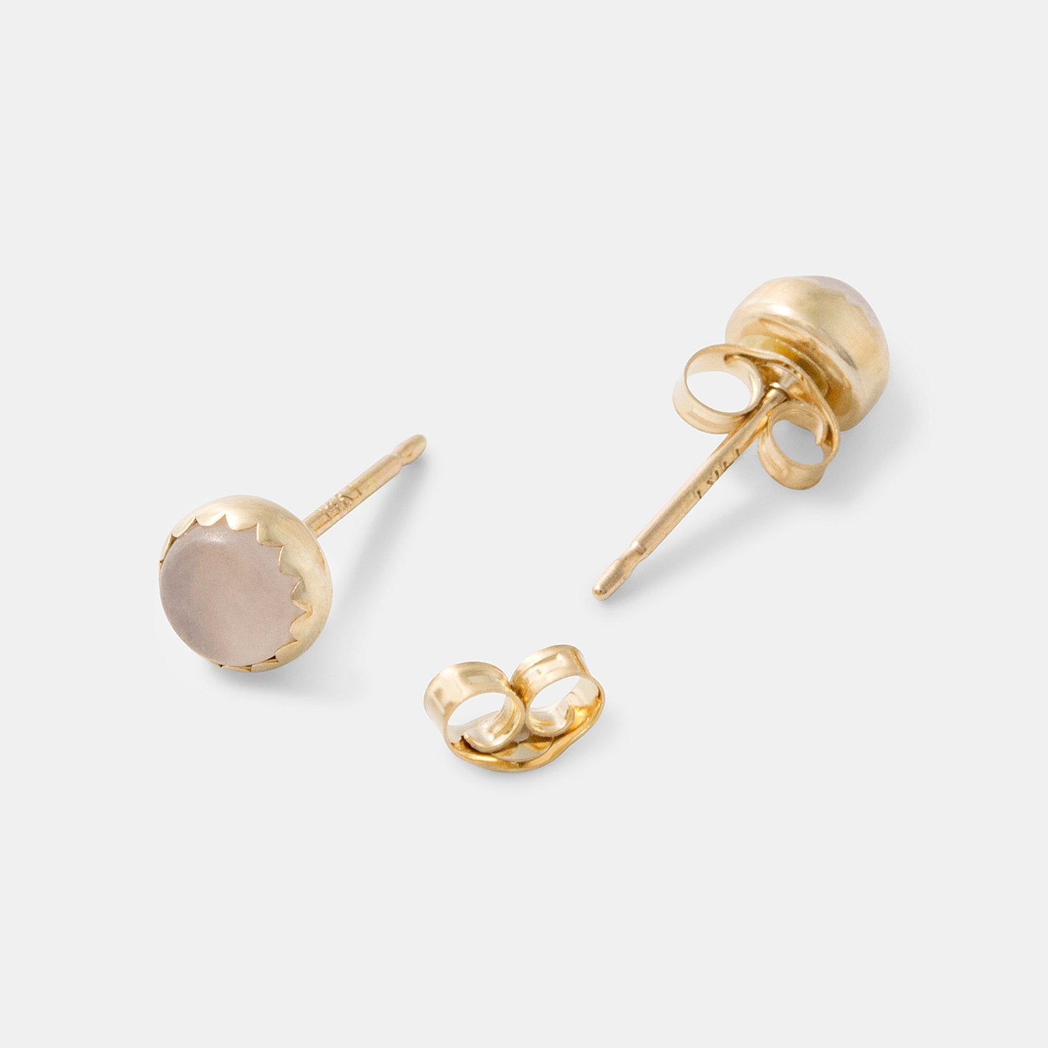 Rose quartz & solid gold stud earrings - Simone Walsh Jewellery Australia