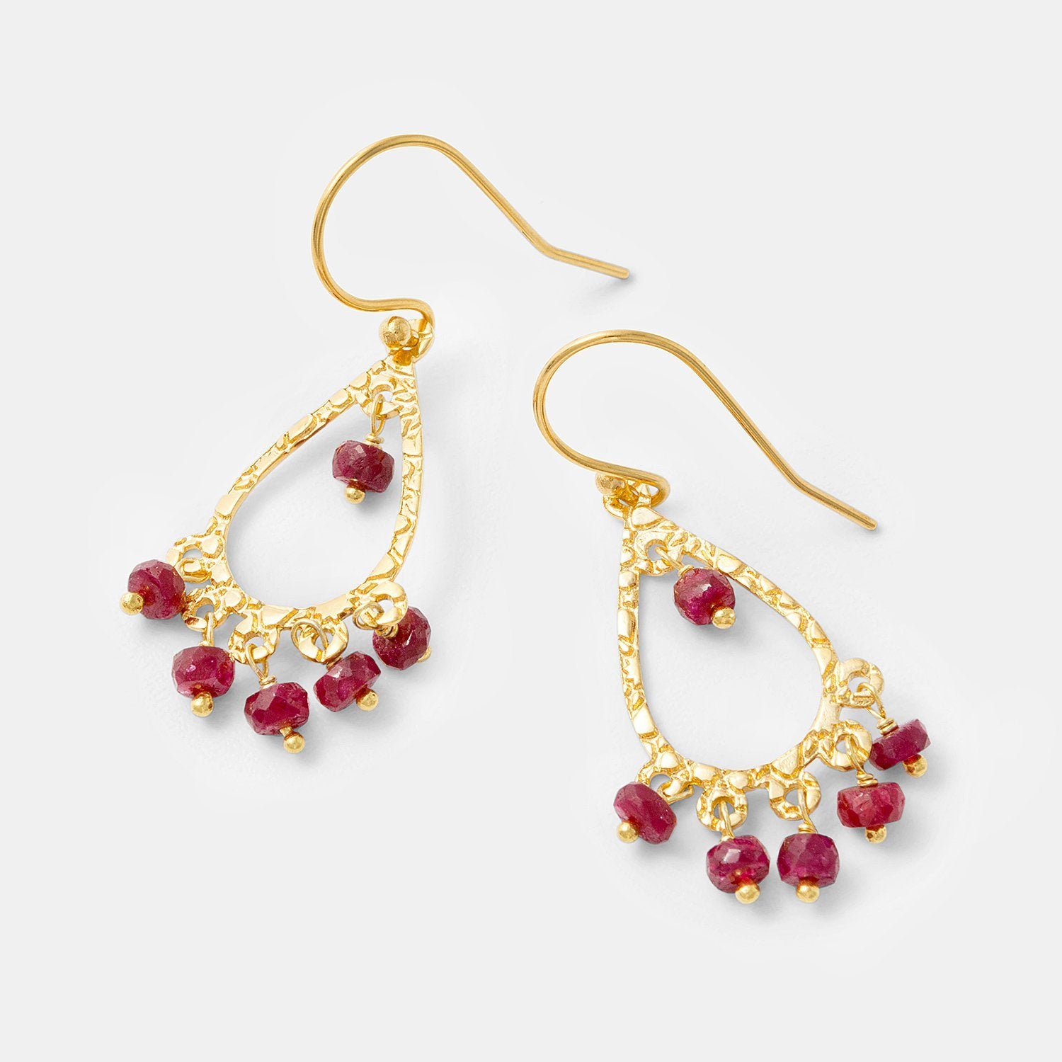 Ruby & gold chandelier earrings - Simone Walsh Jewellery Australia