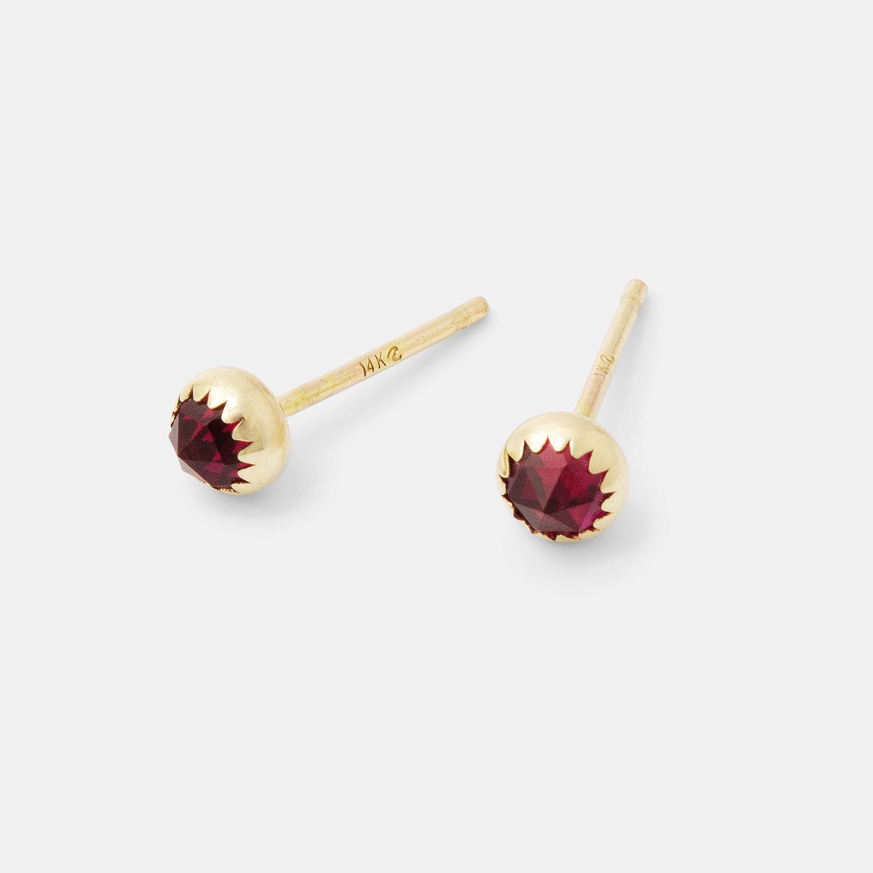 Ruby rose cut & solid gold stud earrings - Simone Walsh Jewellery Australia