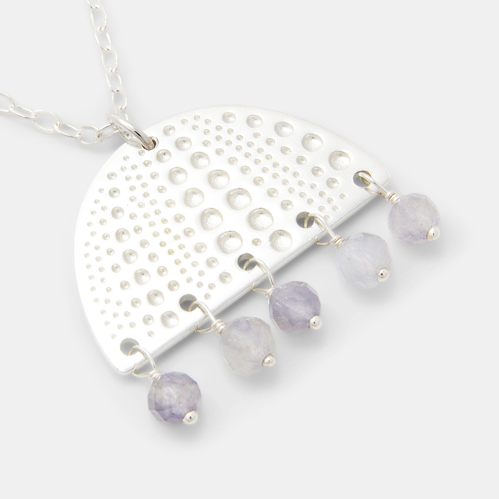 Sea urchin & iolite silver pendant necklace - Simone Walsh Jewellery Australia