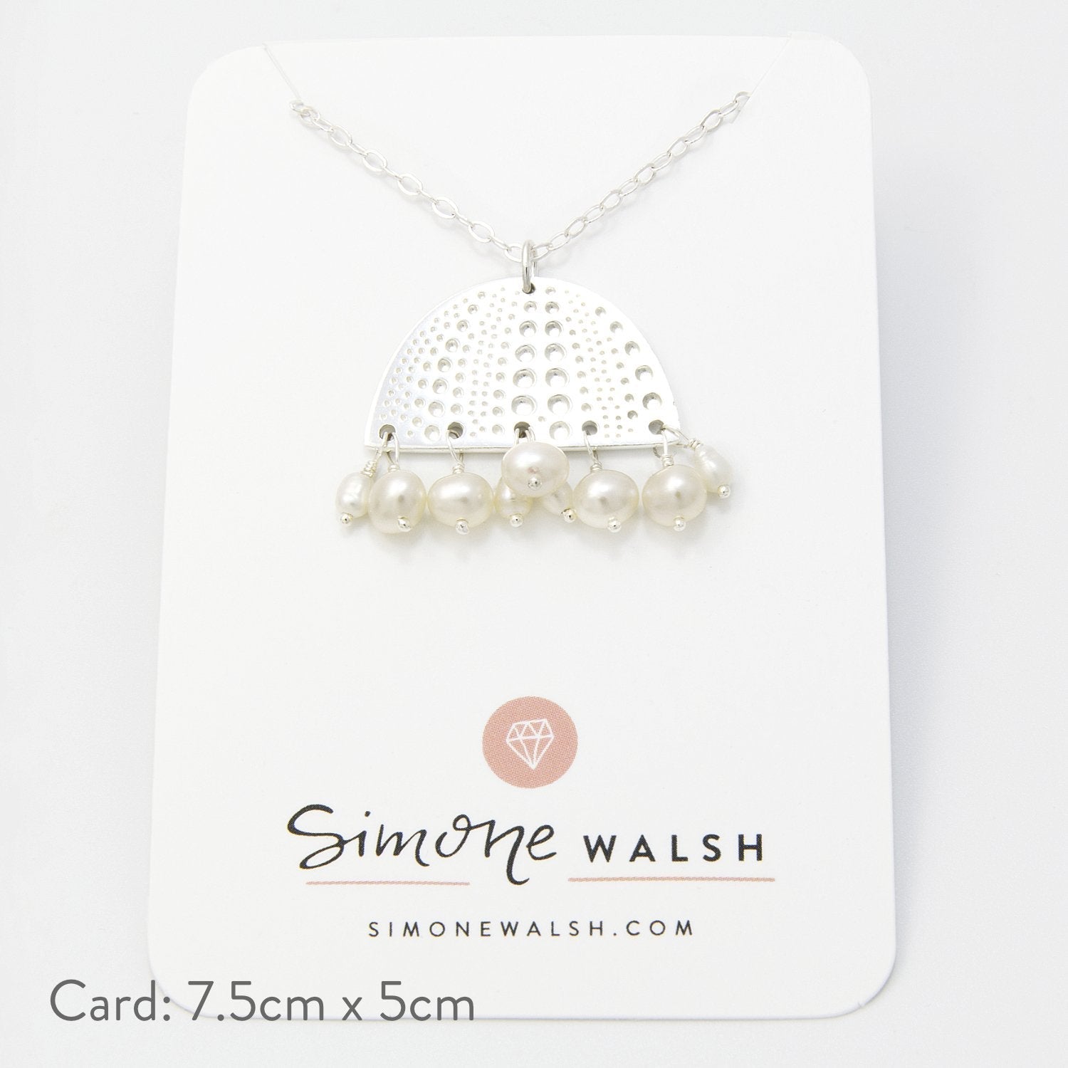 Sea urchin & pearls silver pendant necklace - Simone Walsh Jewellery Australia