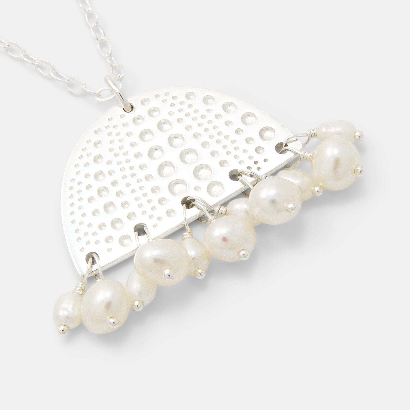 Sea urchin & pearls silver pendant necklace - Simone Walsh Jewellery Australia