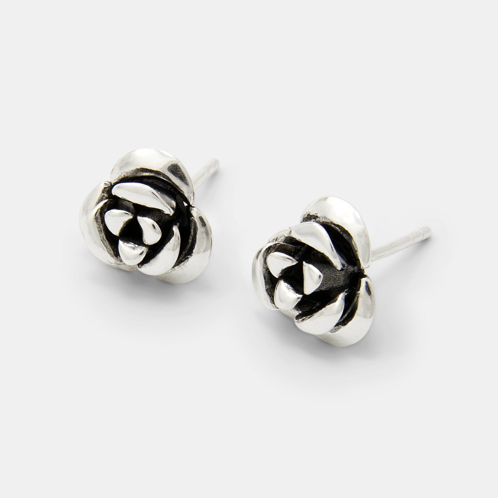 Shapely rose silver stud earrings - Simone Walsh Jewellery Australia